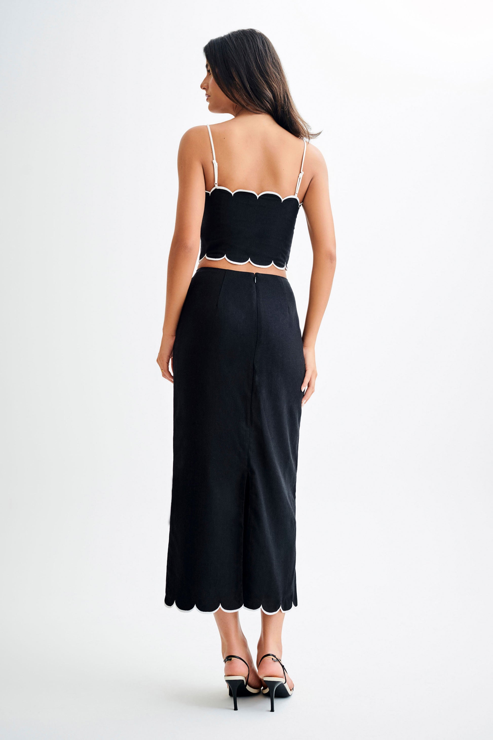 Alessio Scalloped Midi Skirt - Black #5