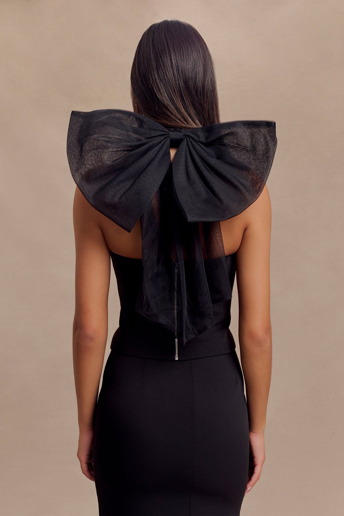 Maryam Tulle Bow Top - Black
