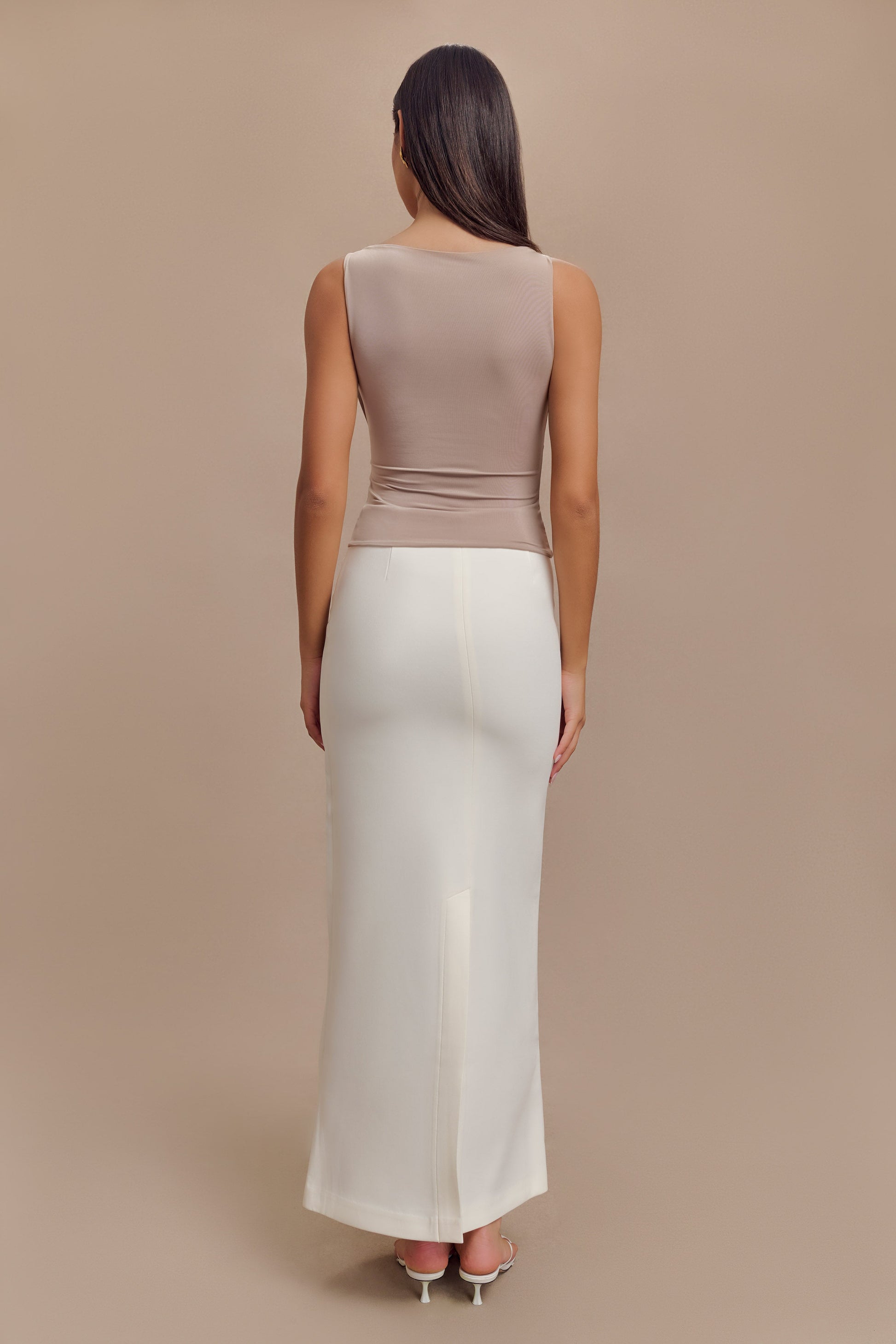 Tiarna Slinky Ruched Top - Taupe #6