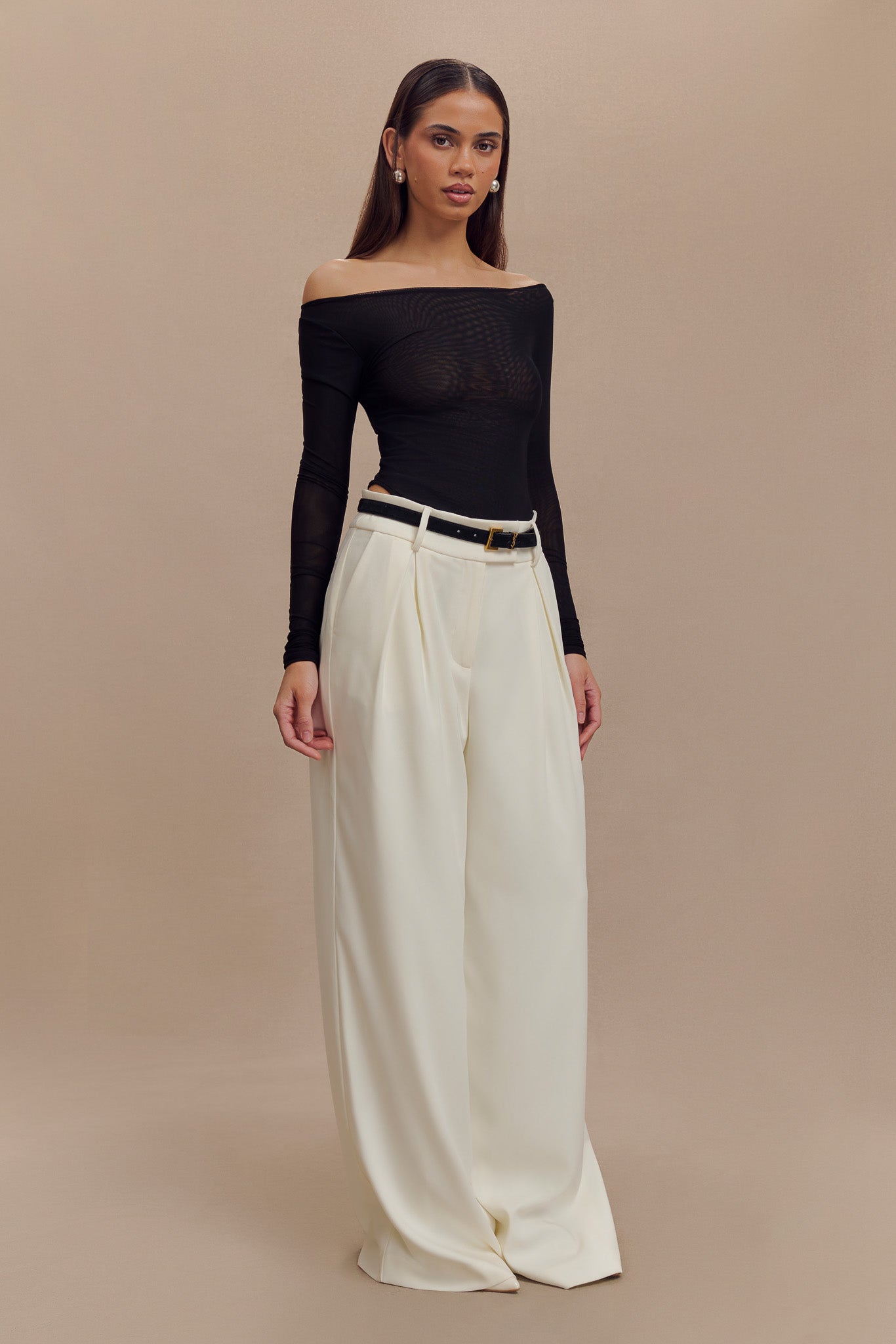 Colette Boat Neck Mesh Top - Black #3