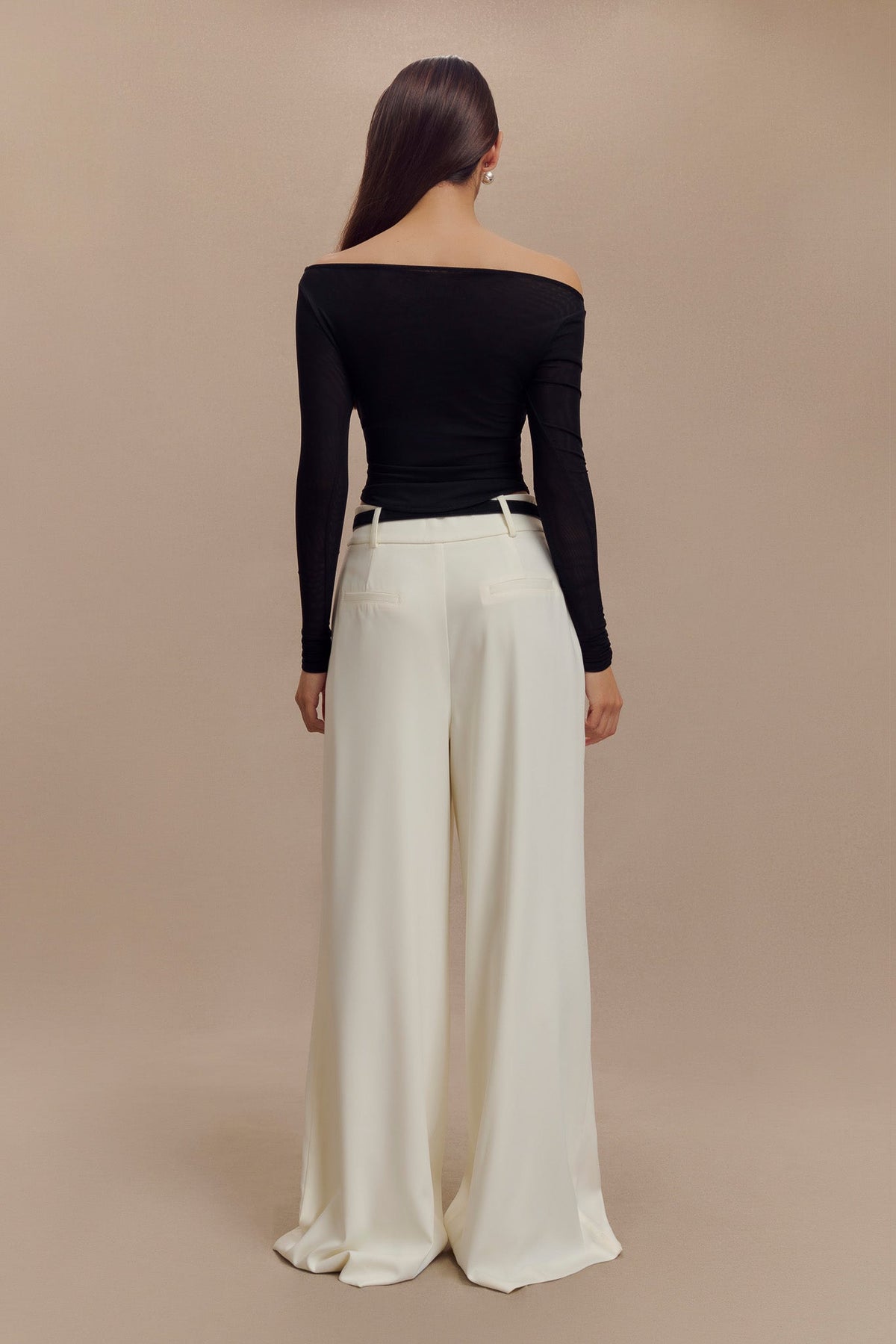Colette Boat Neck Mesh Top - Black
