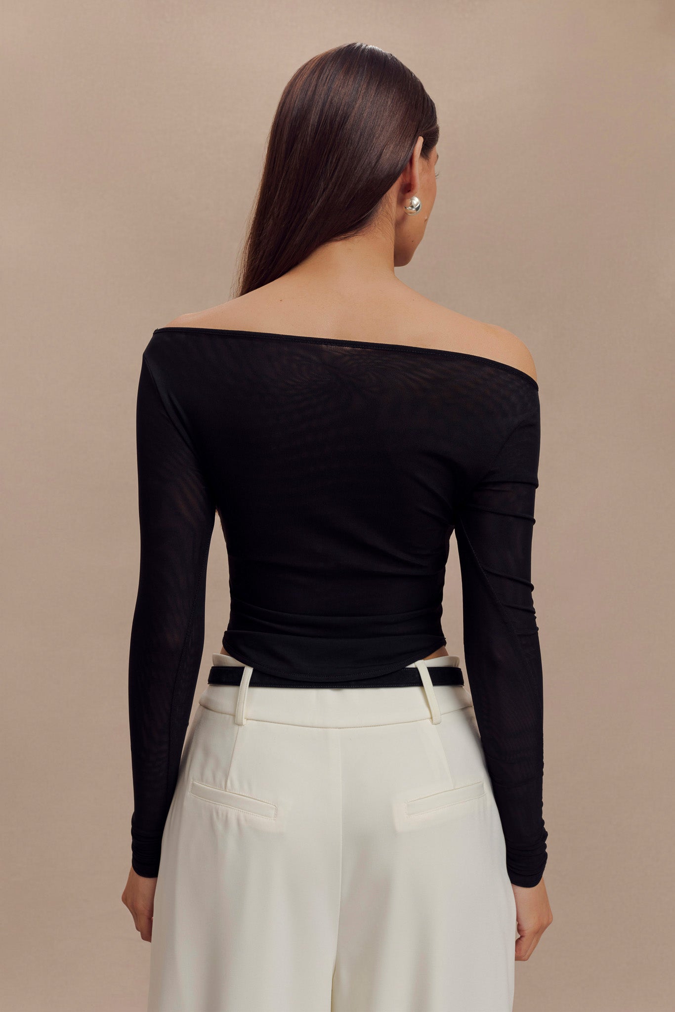 Colette Boat Neck Mesh Top - Black #2