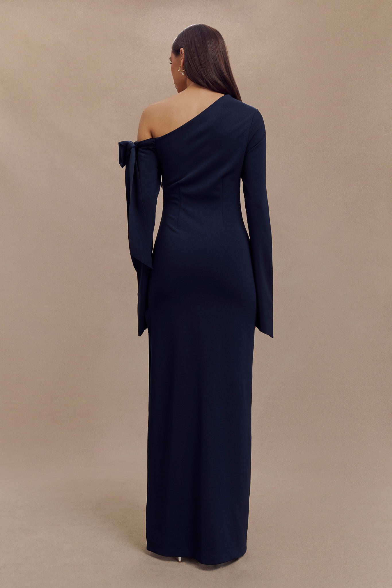 Nicola One Shoulder Crepe Maxi Dress - Dark Navy #6