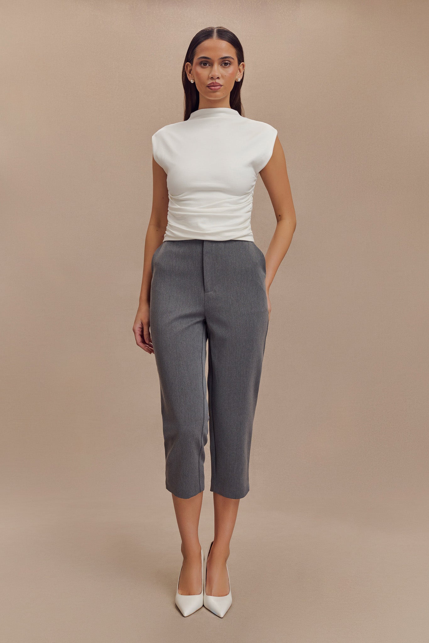 Ellia High Neck Sleeveless Top - White #5