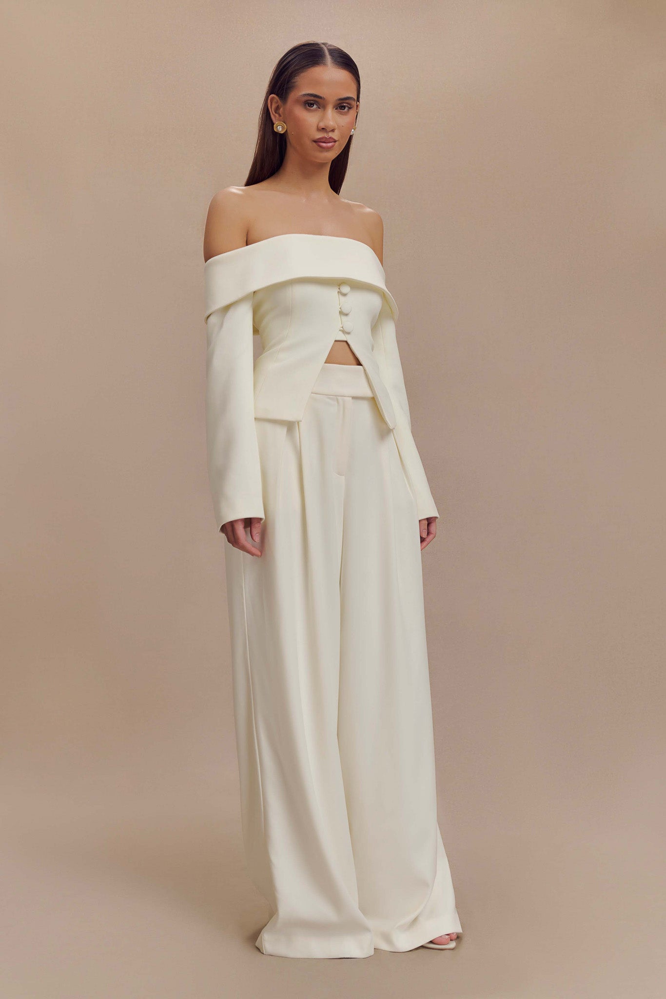 Celene Off Shoulder Jacket - Ivory #7