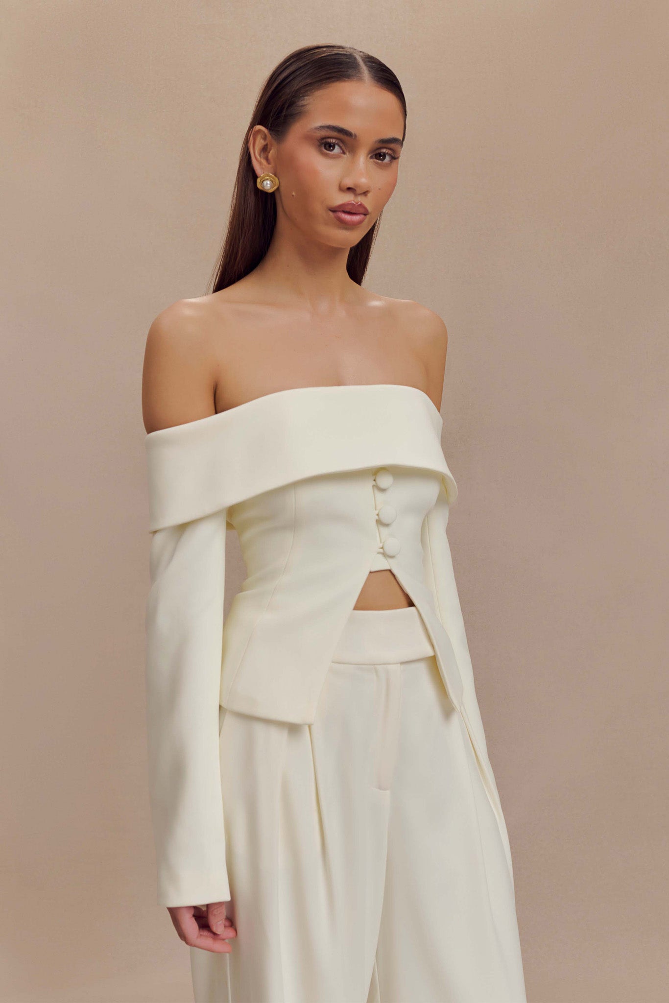 Celene Off Shoulder Jacket - Ivory #4