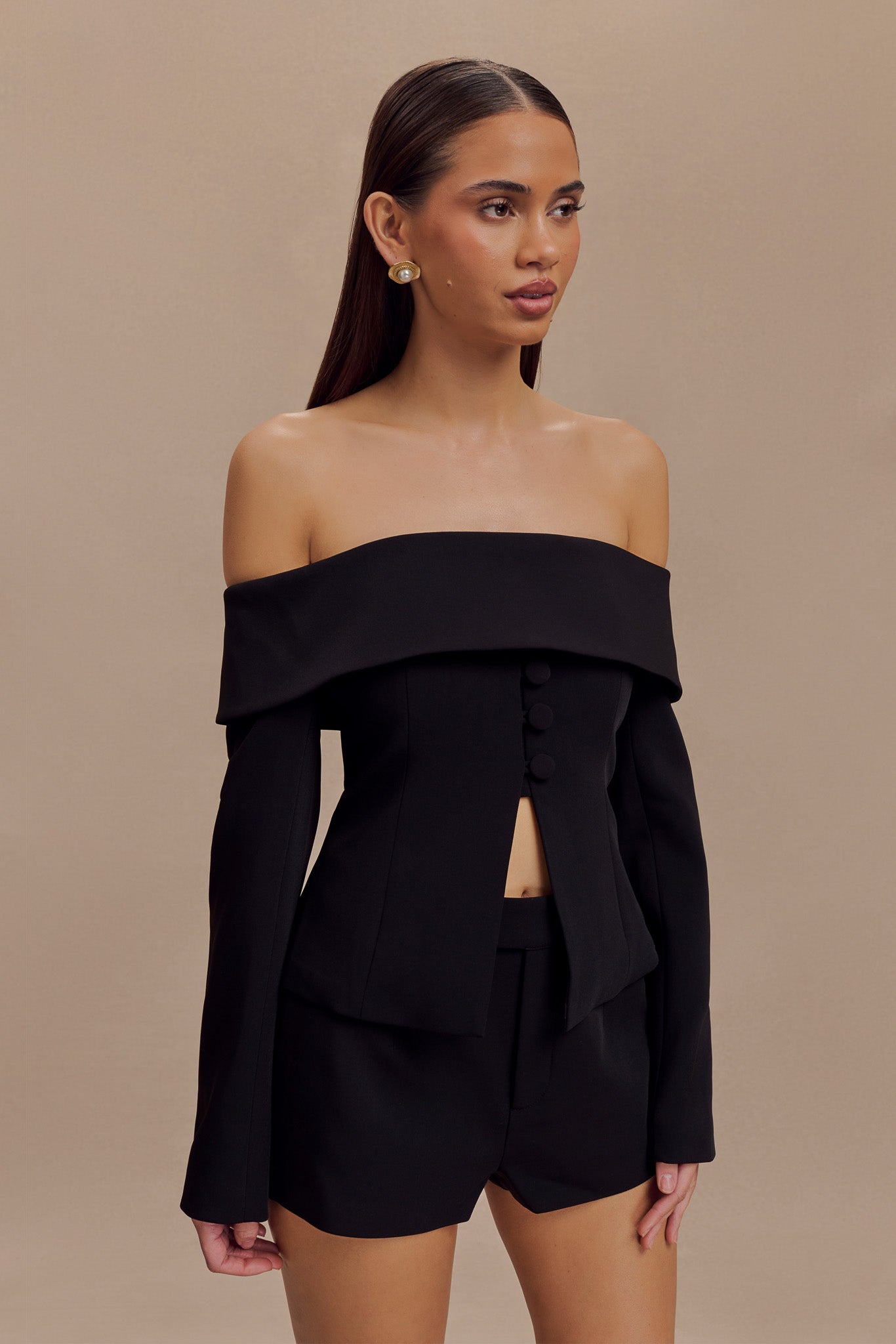 Celene Off Shoulder Jacket - Black #5