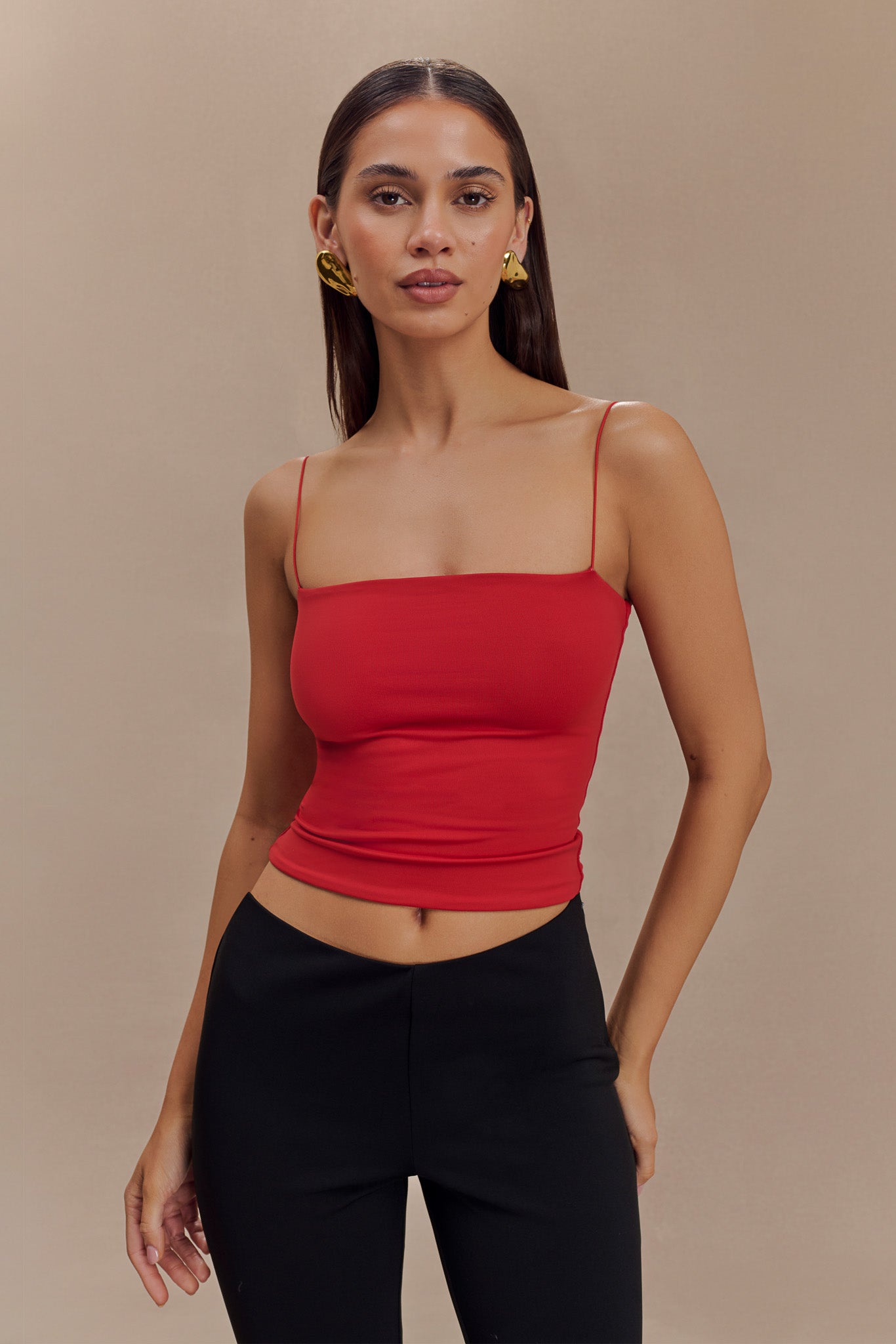 Arya Longline Spaghetti Strap Top - Ruby #4