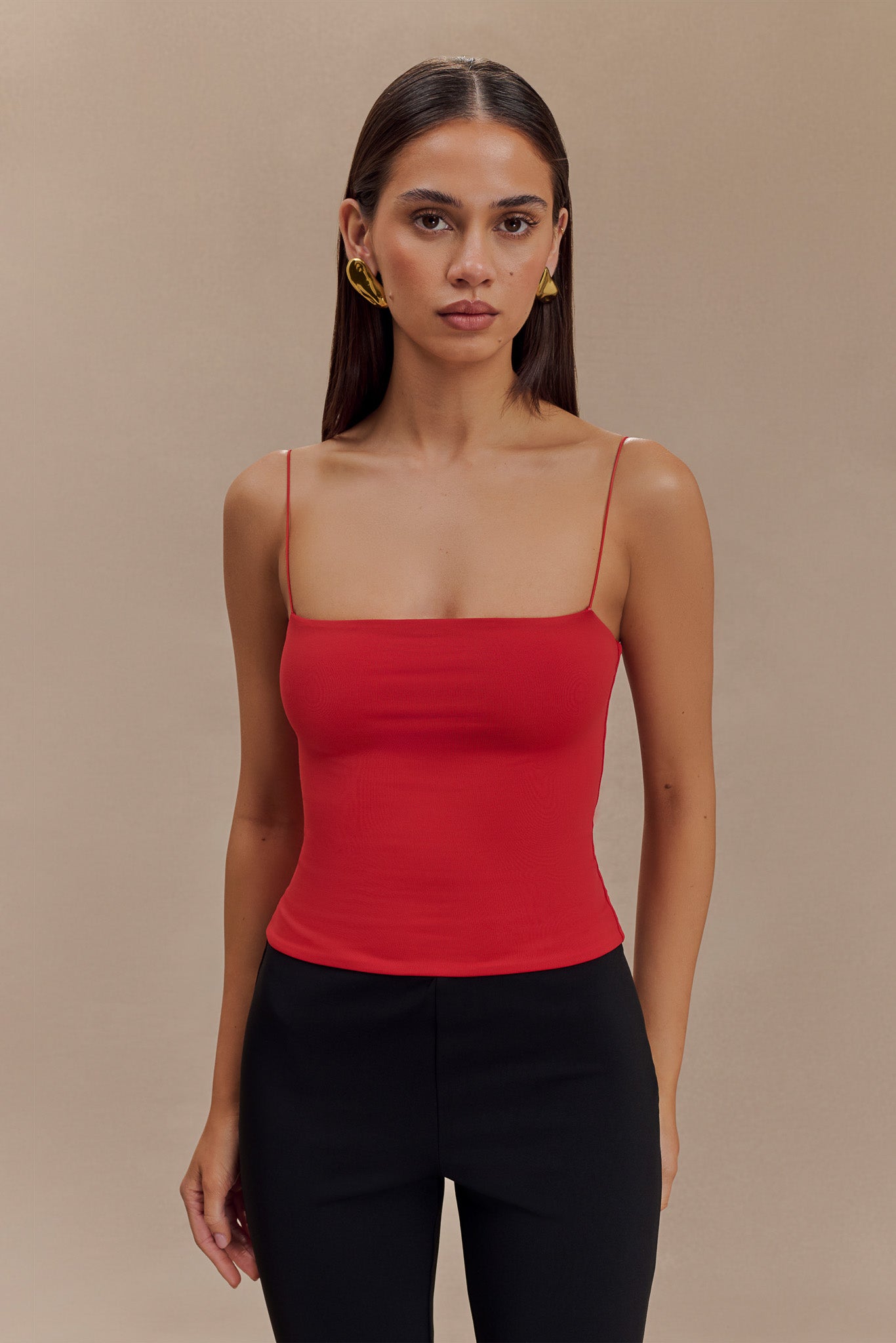 Arya Longline Spaghetti Strap Top - Ruby #2