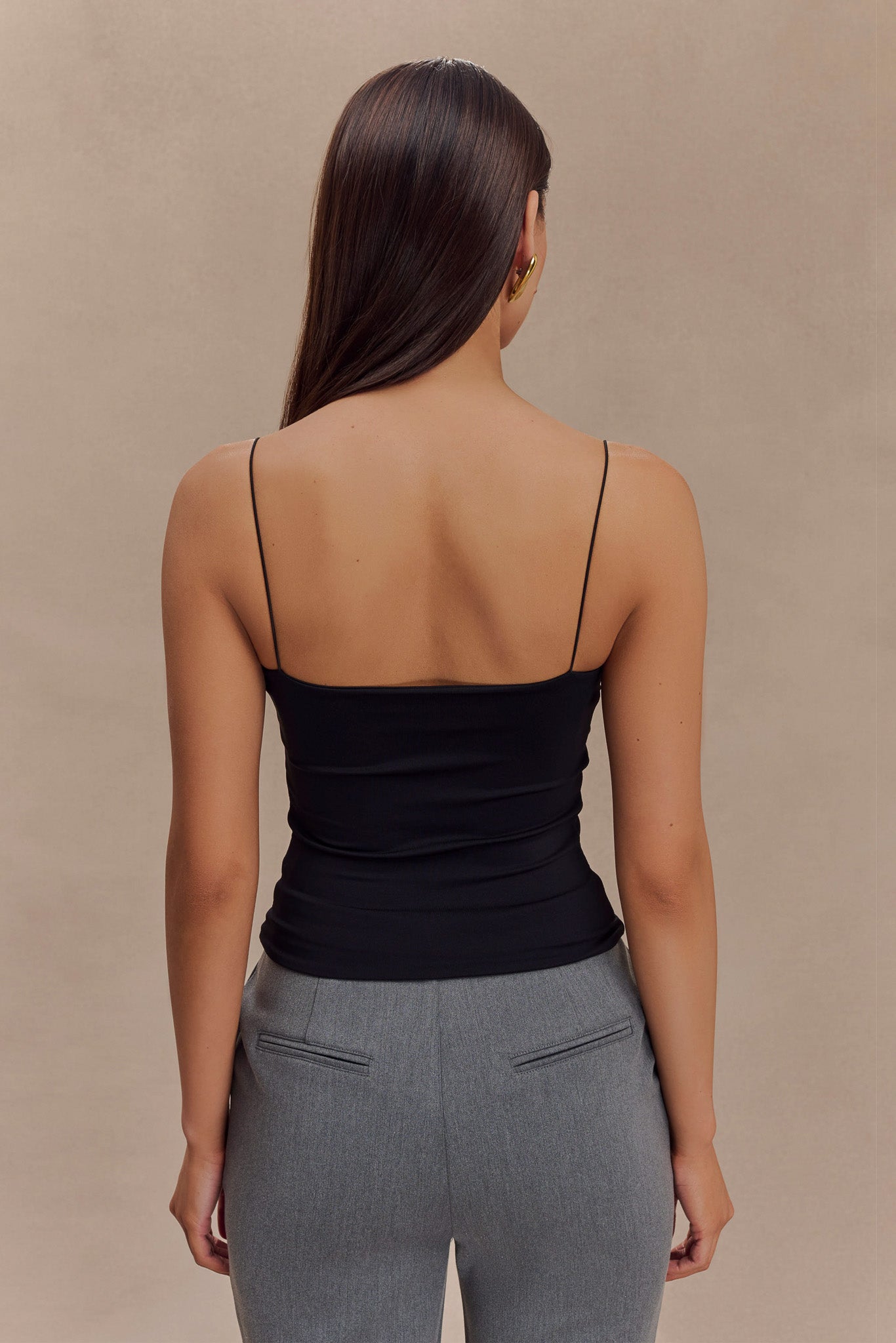 Arya Longline Spaghetti Strap Top - Black #4