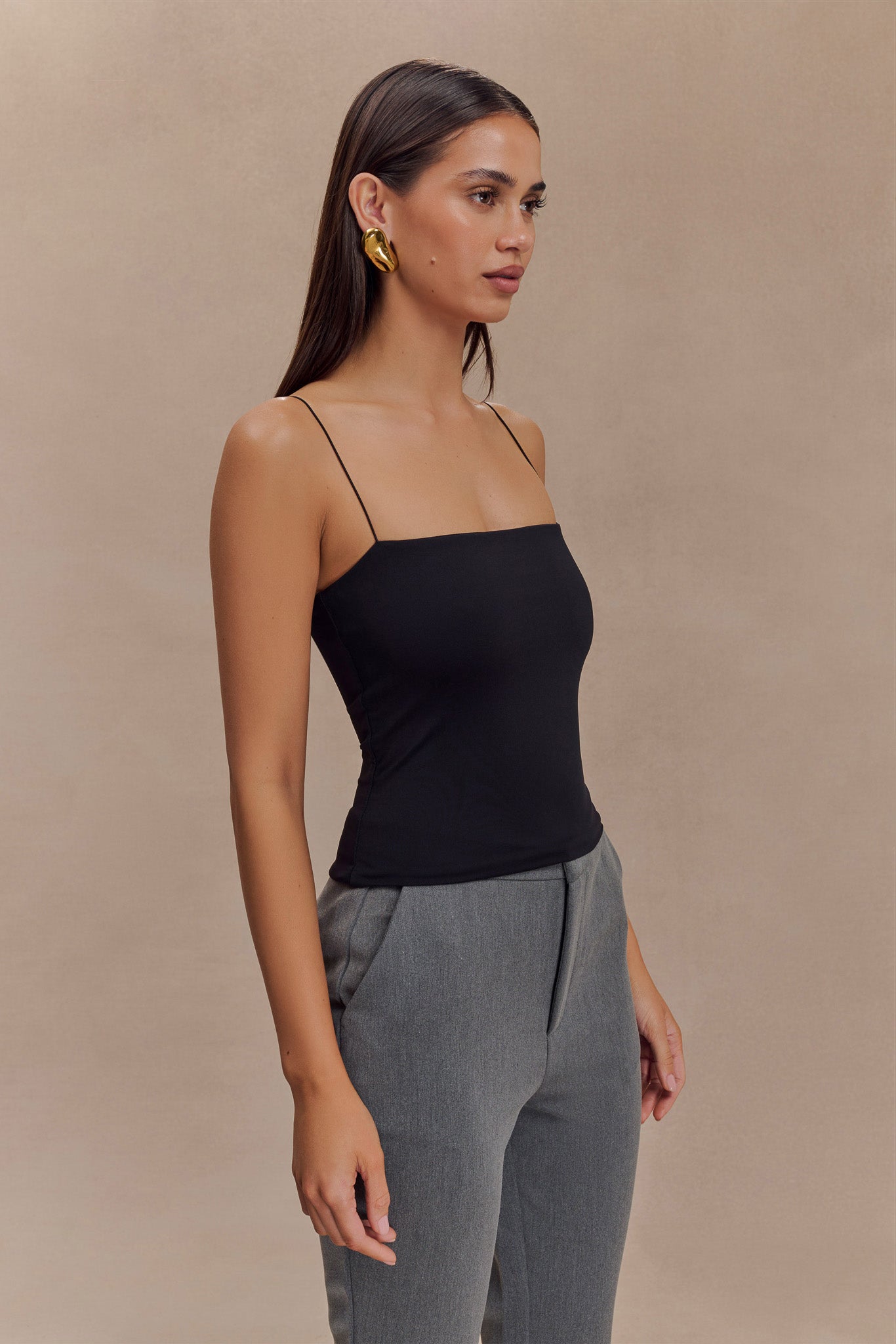 Arya Longline Spaghetti Strap Top - Black #6