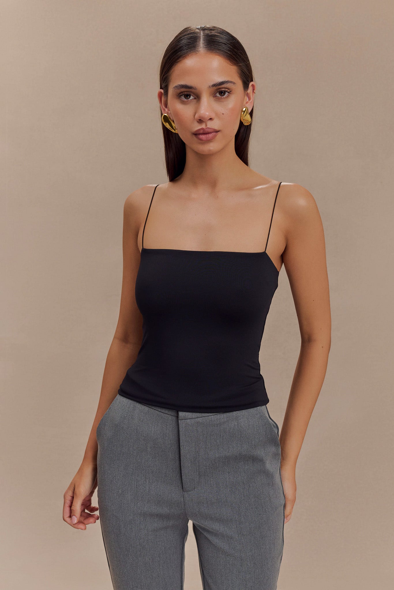 Arya Longline Spaghetti Strap Top - Black #3