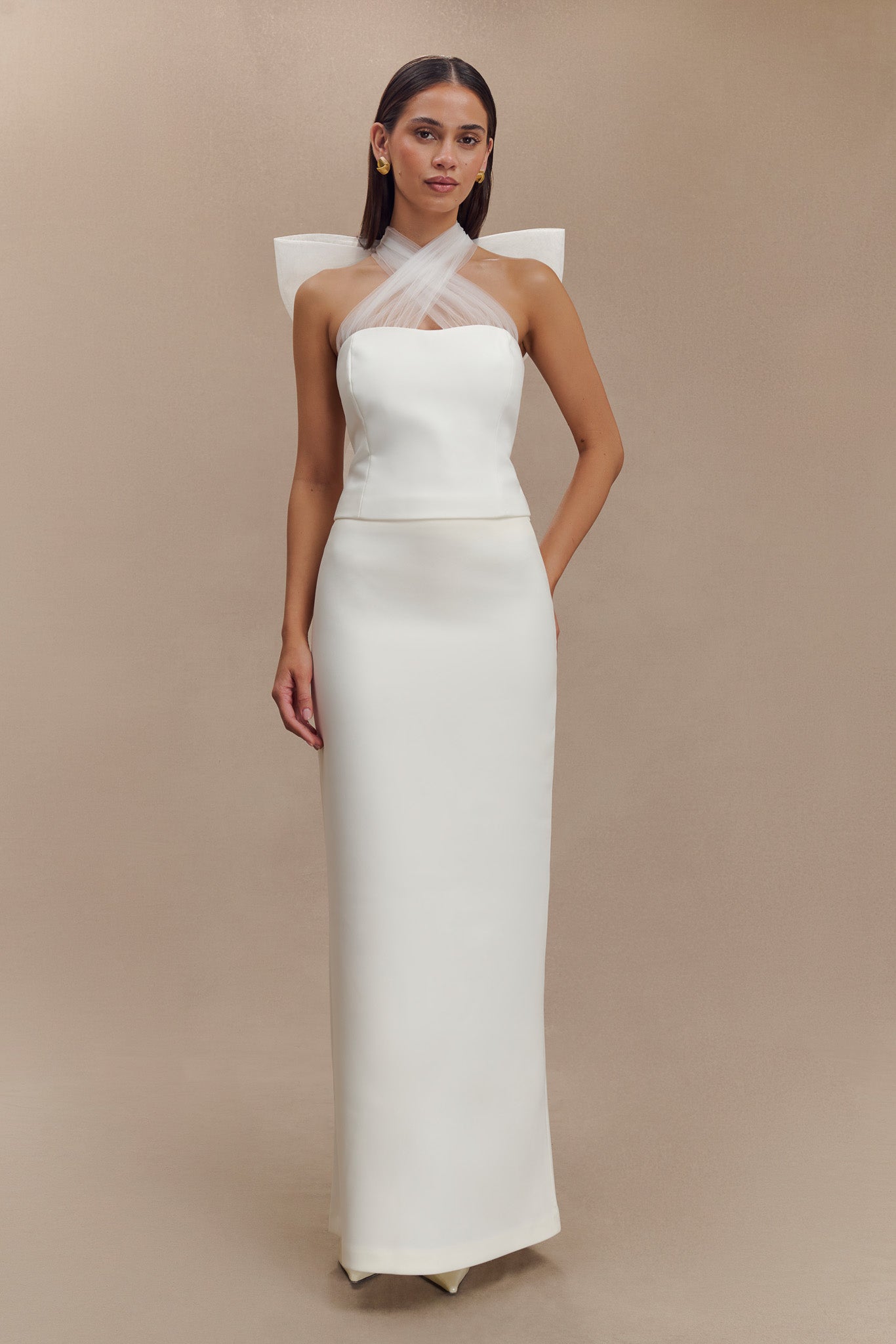 Maryam Tulle Bow Top - White