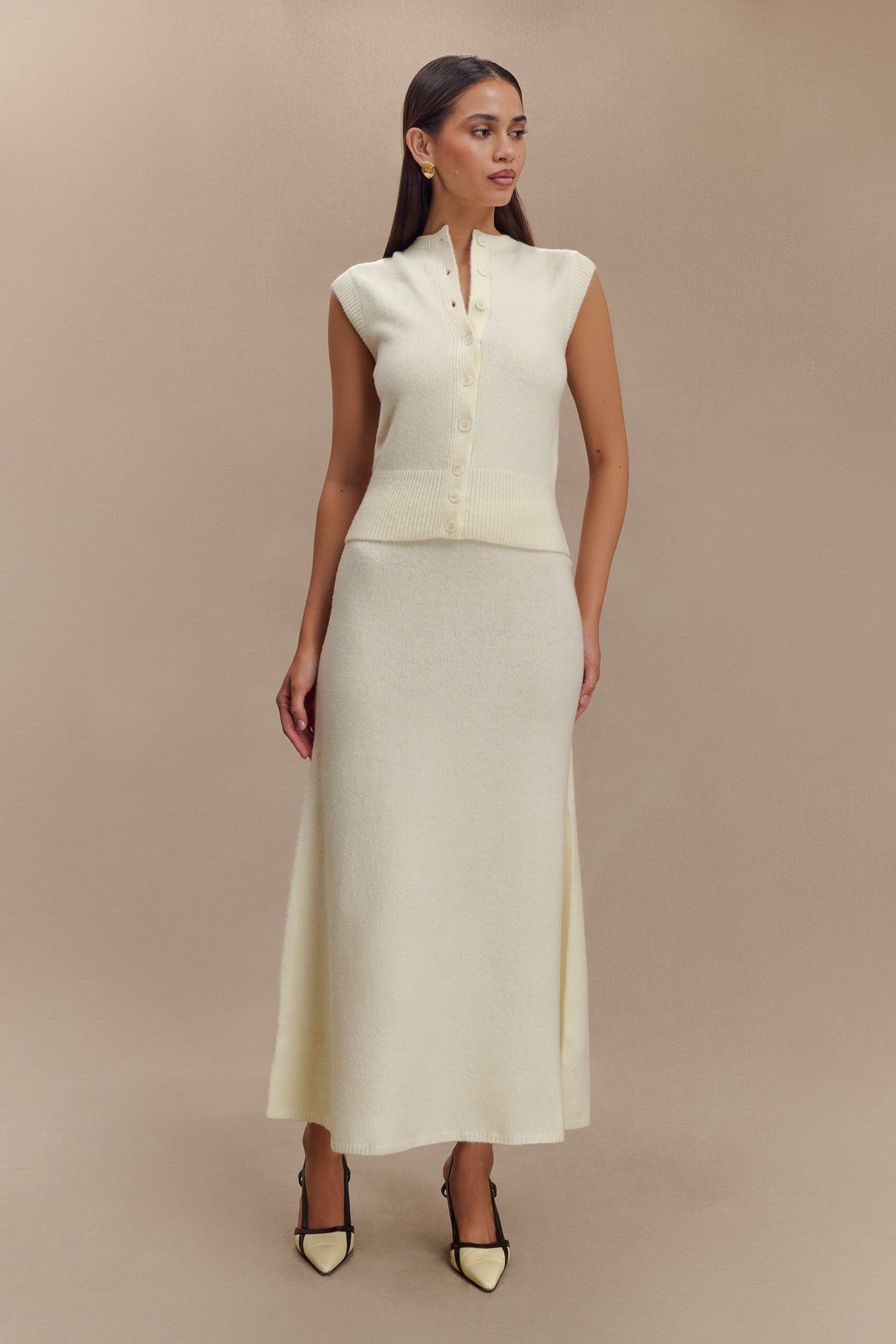 Dionne Sleeveless Knit Vest - Ivory Marle #7