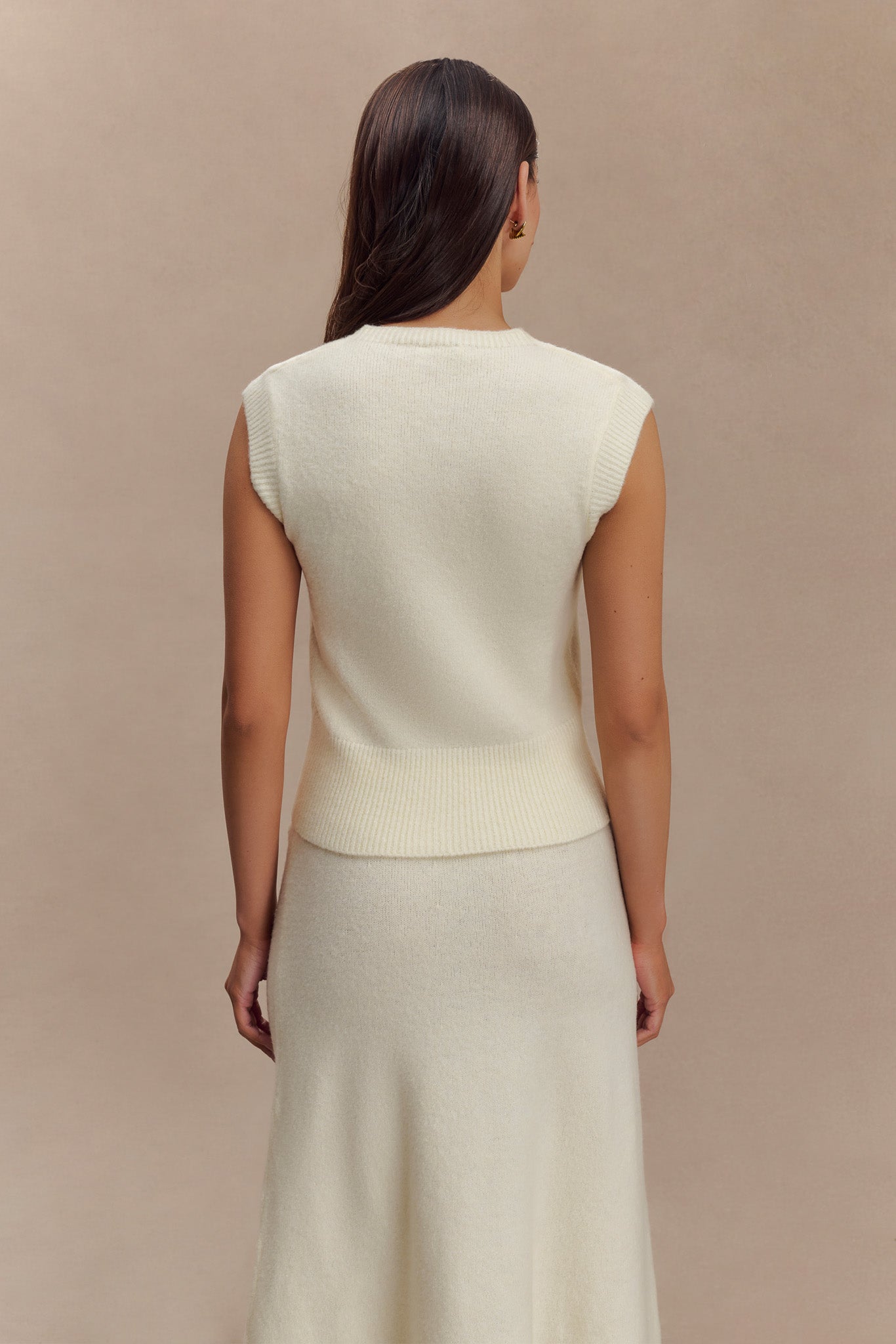 Dionne Sleeveless Knit Vest - Ivory Marle #4