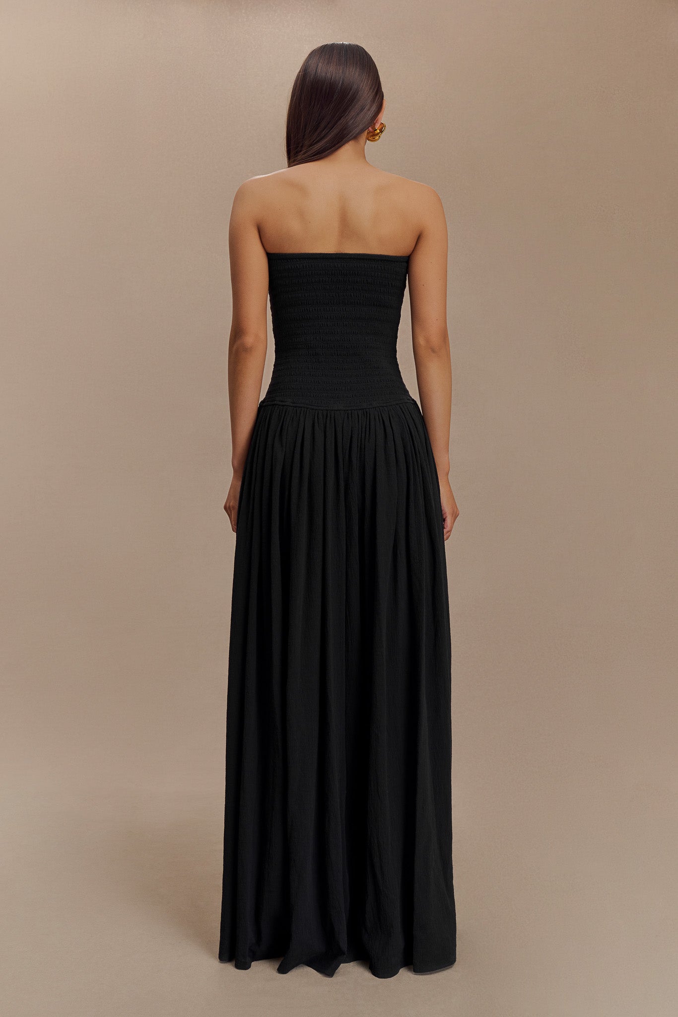 Maureen Cotton Shirring Maxi Dress - Black #3