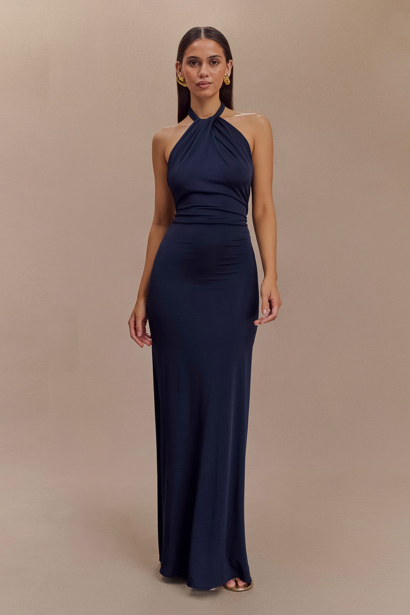navy blue maxi dress uk Alayna | Navy Long-Sleeve Maxi Dress With Ruffled Split  Club L London