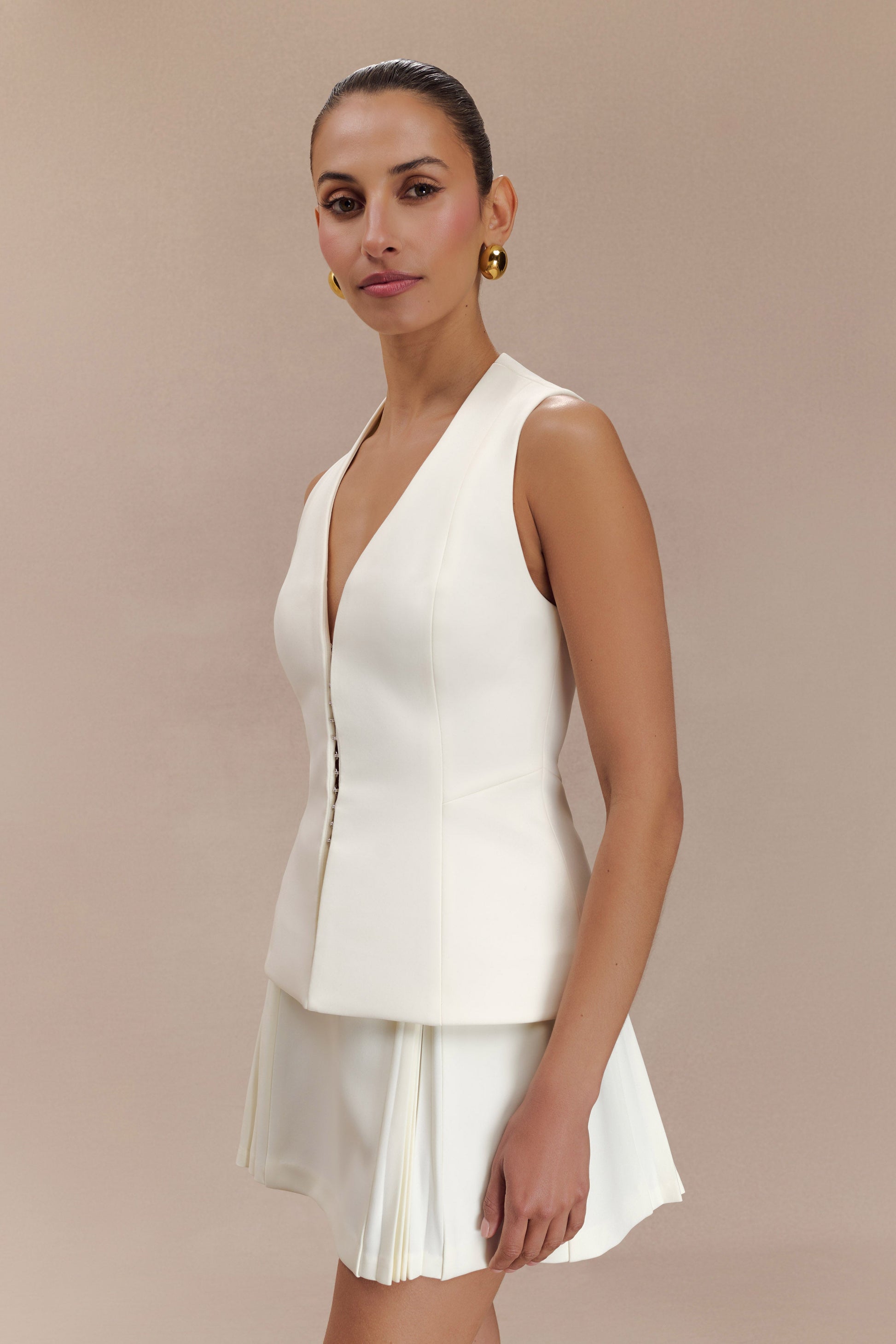 Melinda Structured Vest Top - Ivory #4