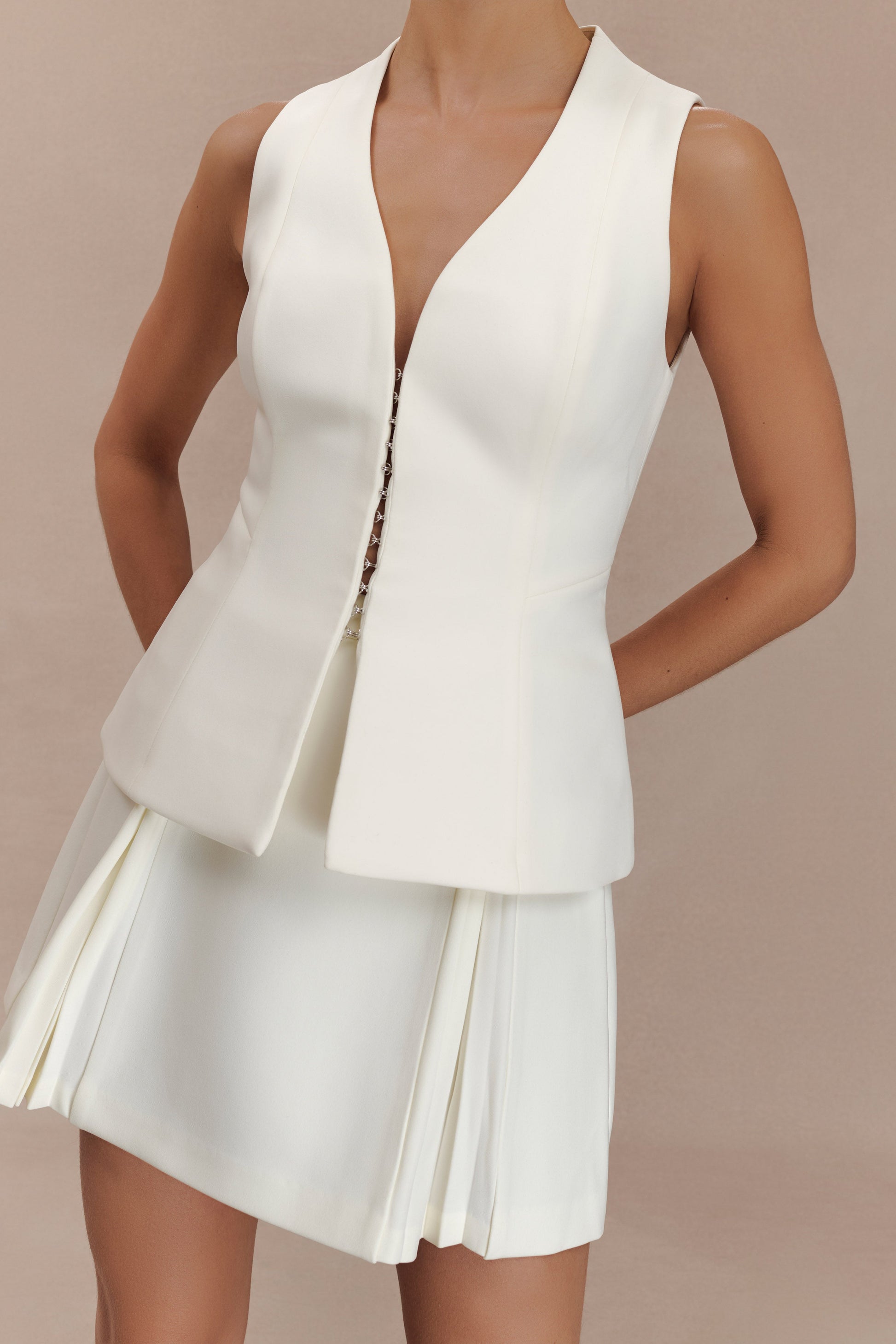 Melinda Structured Vest Top - Ivory #3