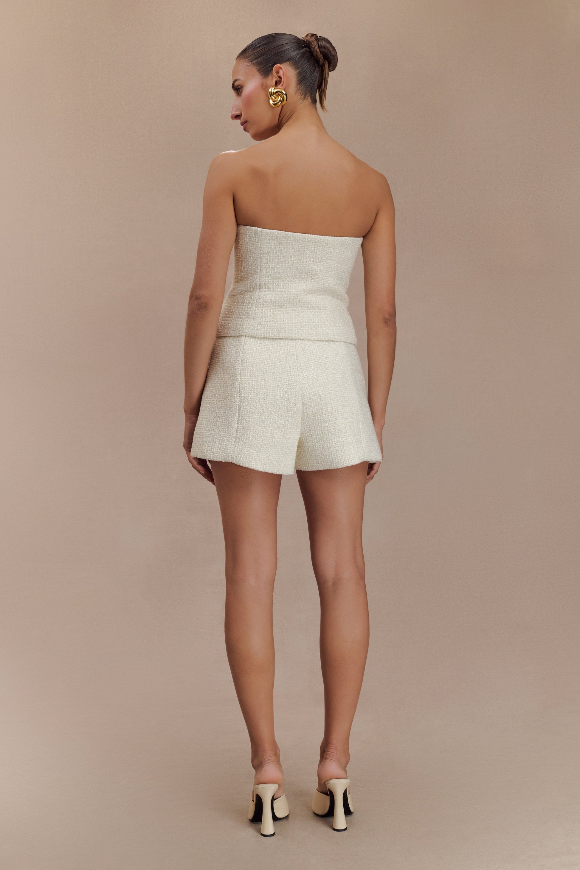 Parker Boucle Strapless Asymmetric Top - Ivory #2