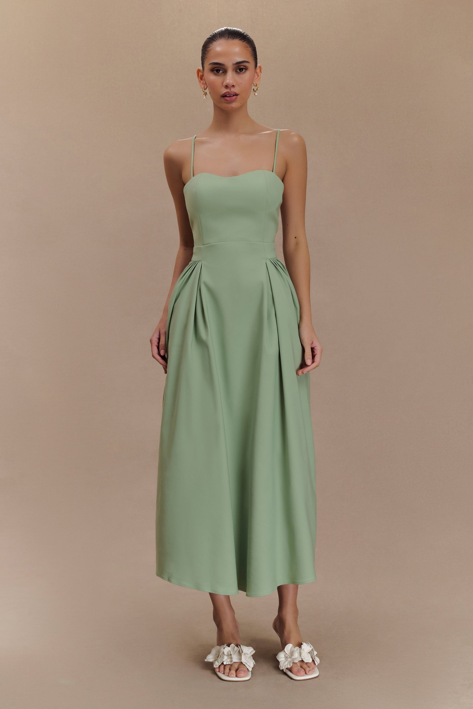 Rebecca Cotton Midi Dress - Basil #6