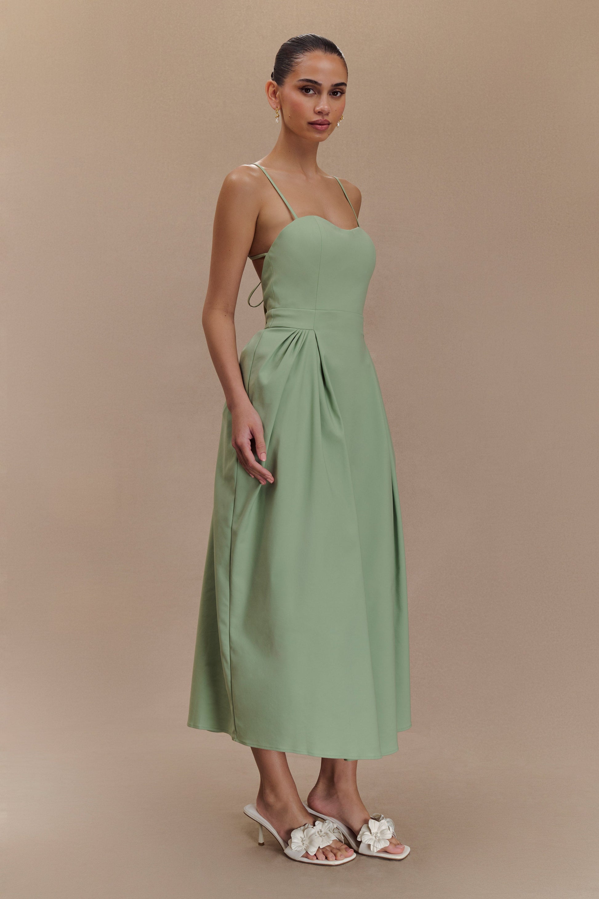 Rebecca Cotton Midi Dress - Basil #5