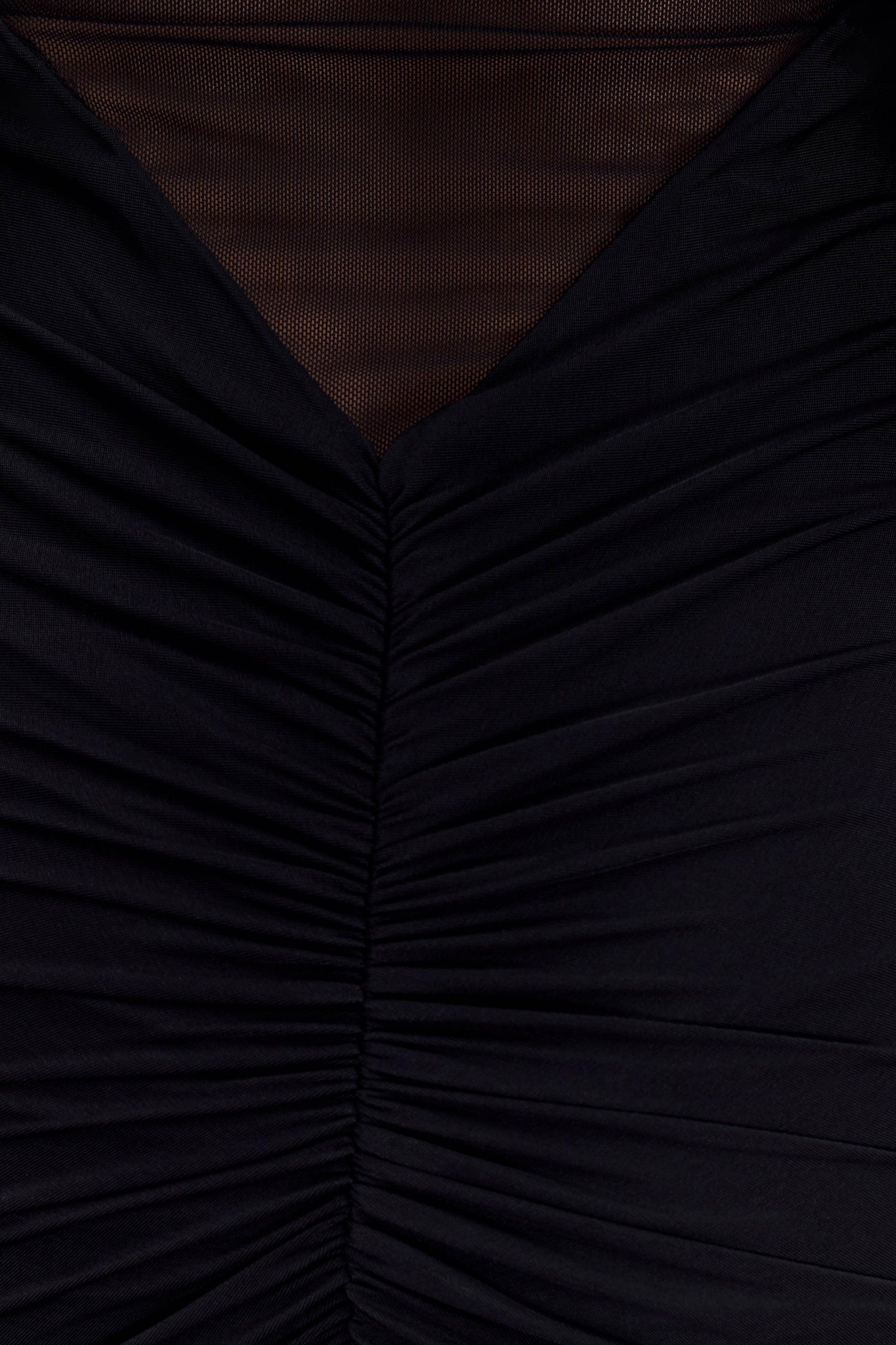 Kaitlin One Shoulder Slinky And Mesh Maxi Dress - Black #7