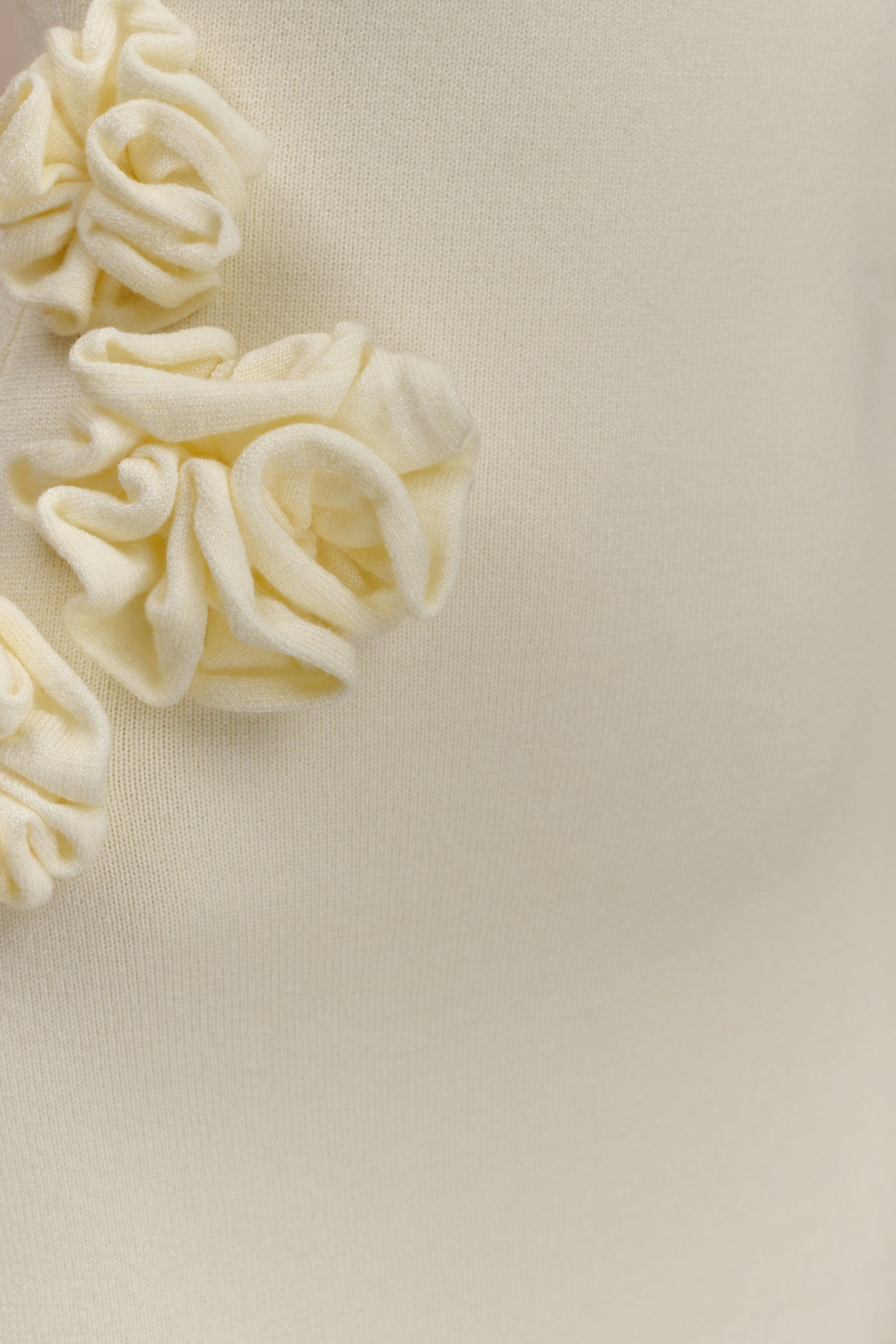 Paloma One Shoulder Knit Maxi Dress With Flowers - Ivory #7