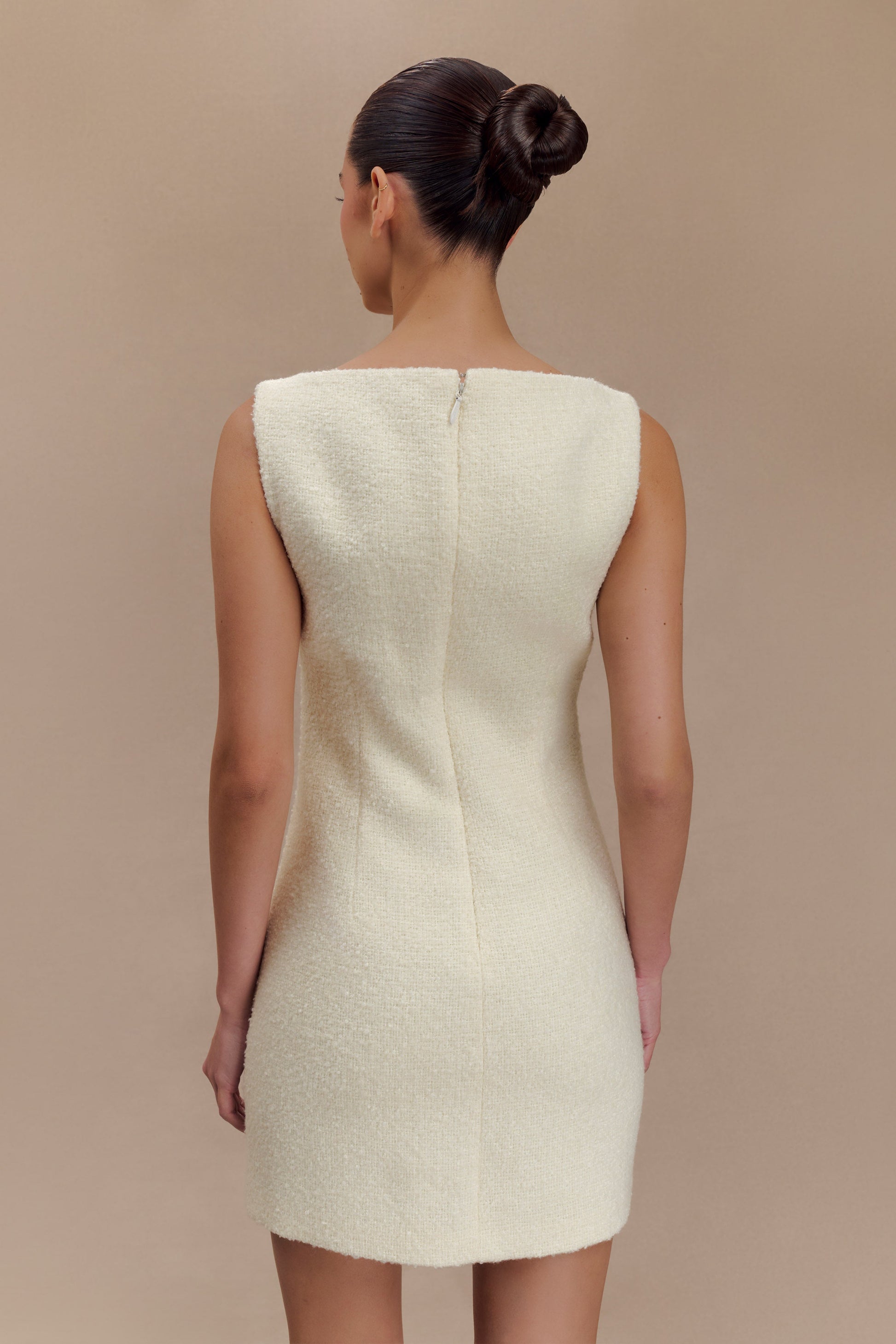 Angela Textured Boucle Mini Dress - Ivory #2
