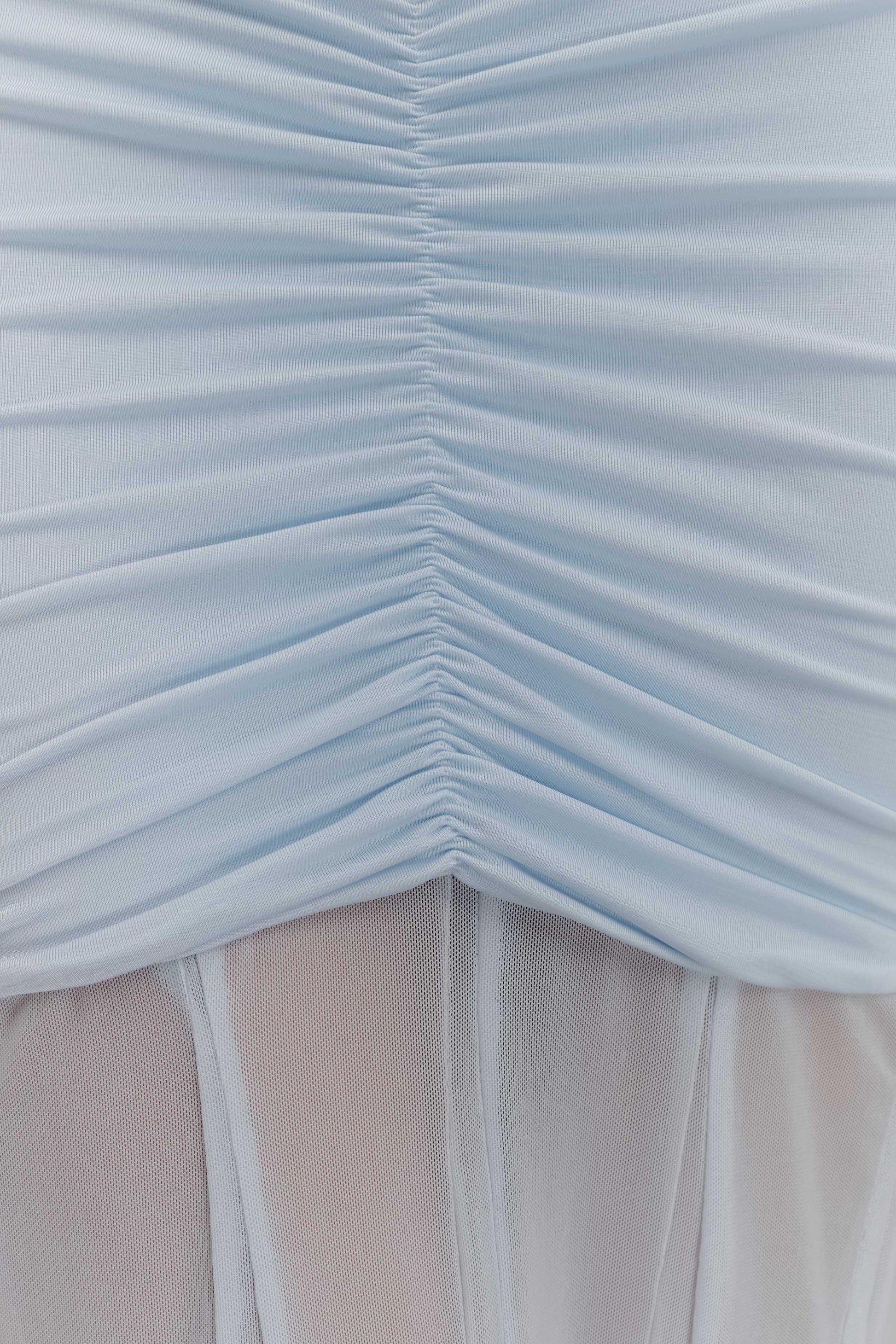 Caspian Slinky And Mesh Off Shoulder Maxi Dress - Pale Blue #7