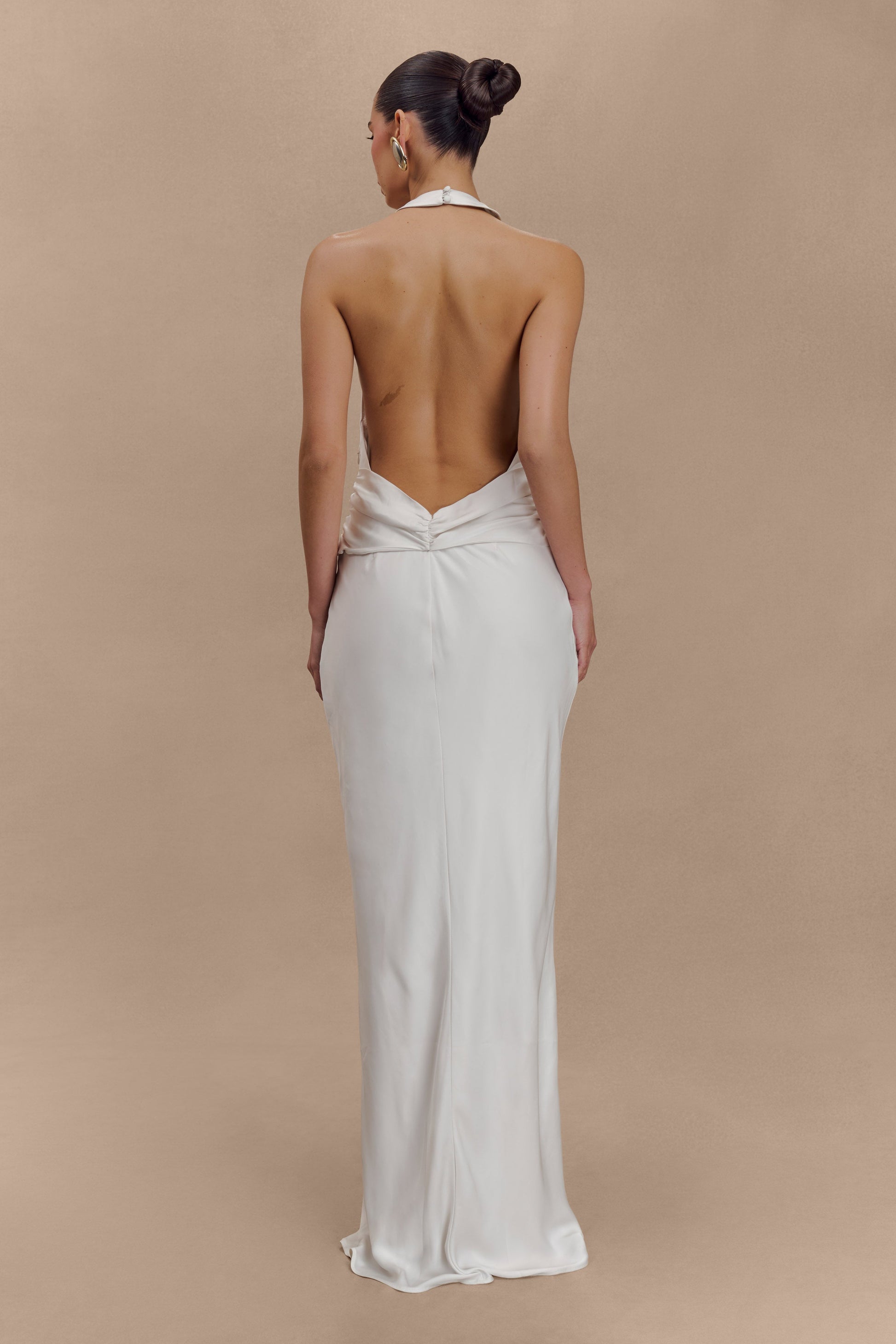 Rinna Satin Halter Maxi Dress - Ivory #2