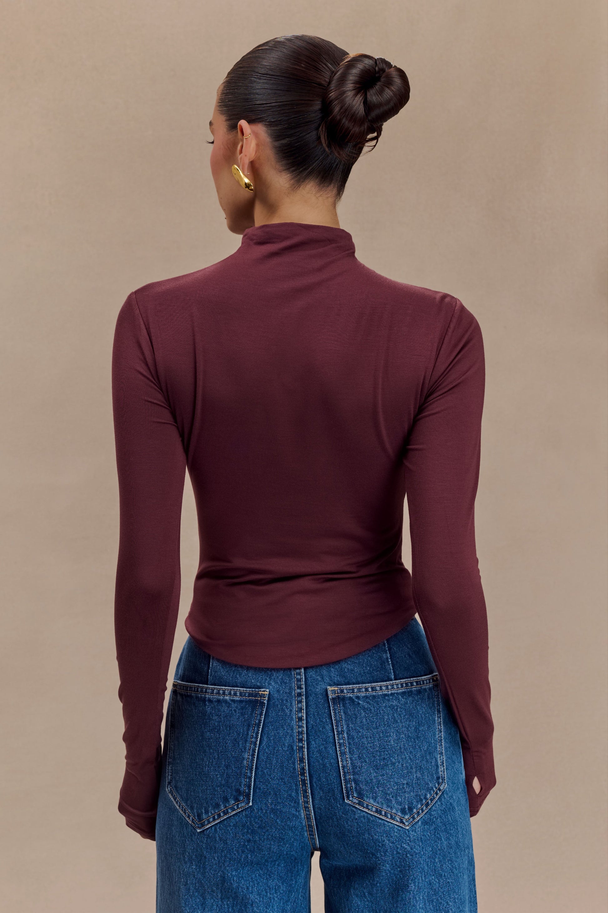 Ember Modal Long Sleeve High Neck Top - Mahogany #2