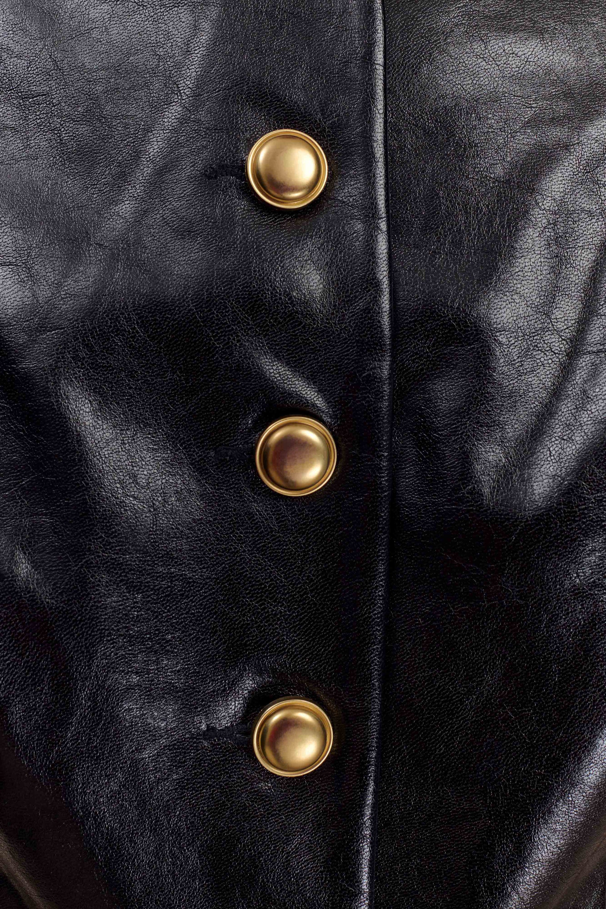 Coralia Faux Leather Sleeveless Vest - Black #8