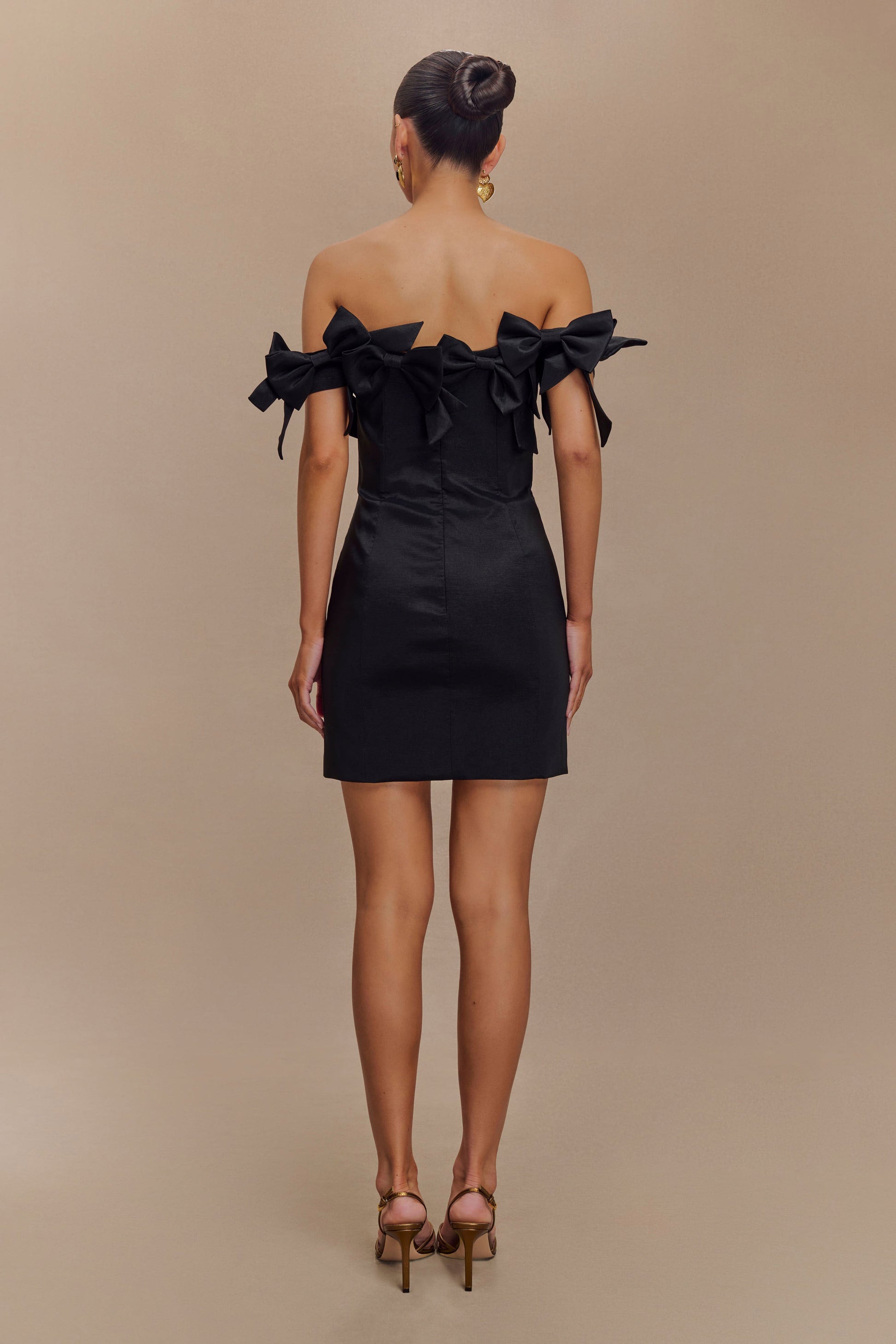 Rose Strapless Bow Mini Dress - Black #2