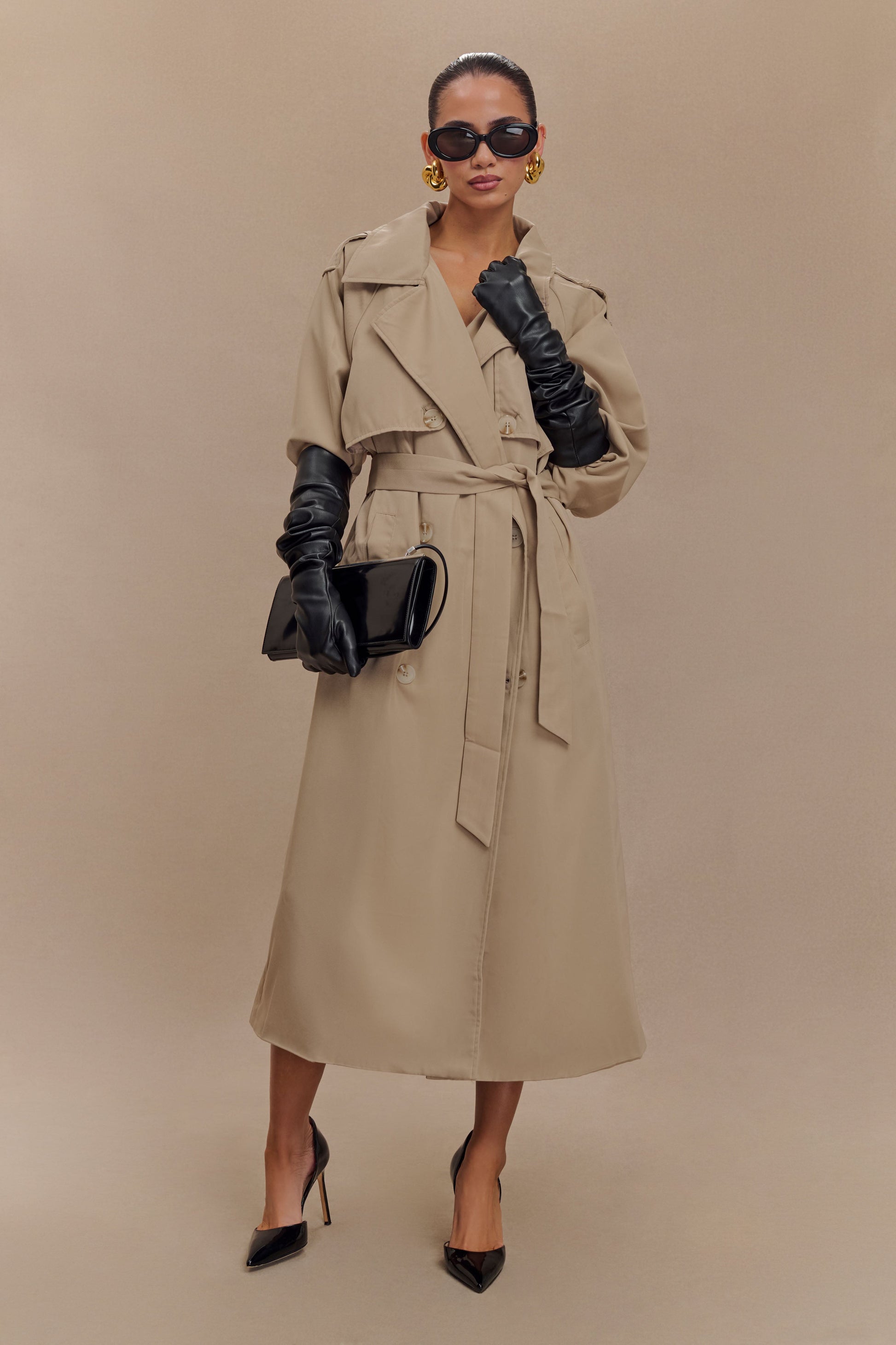 Jasper Faux Leather Elbow Length Gloves - Black #2