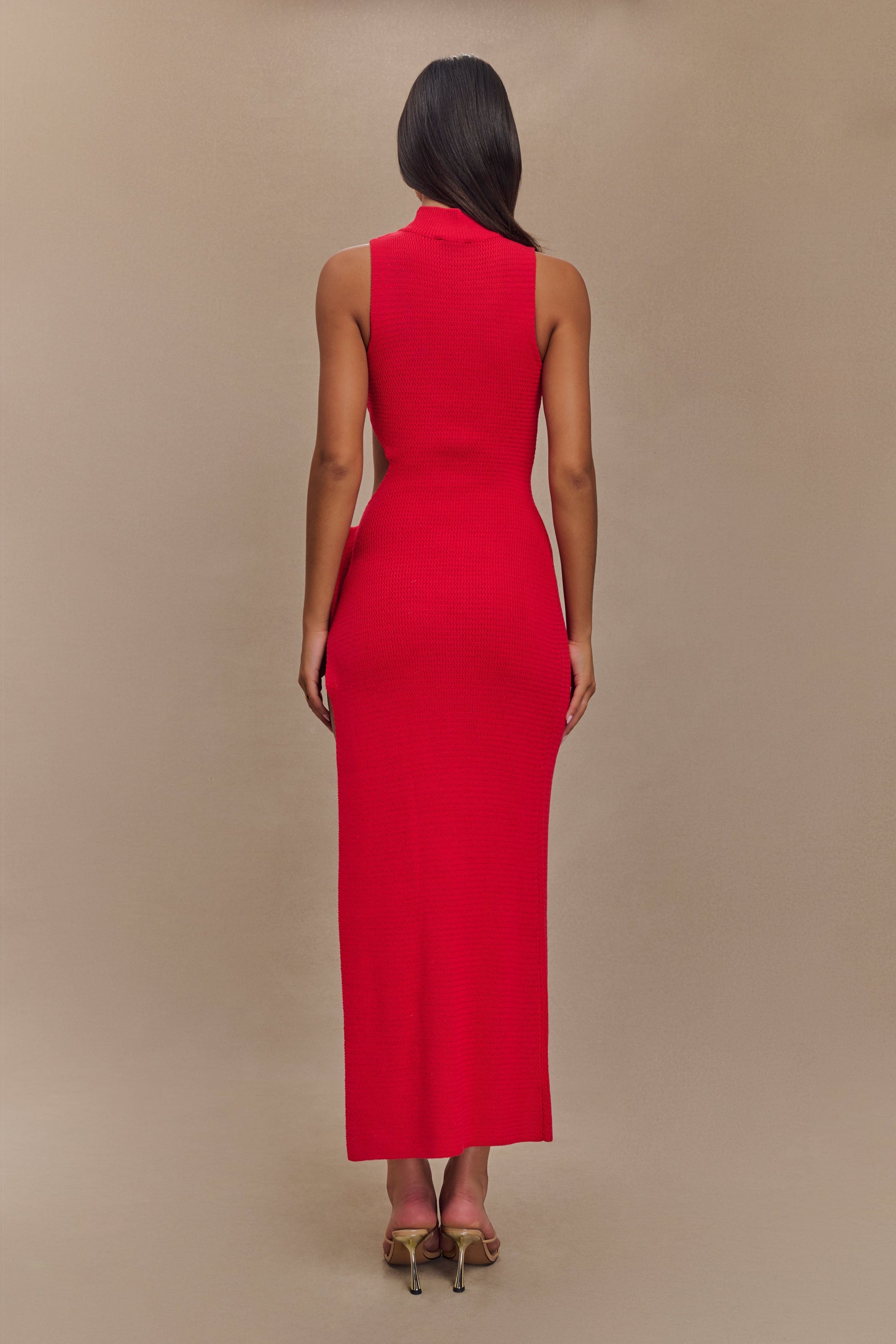 Stephanie Cut Out Knit Maxi Dress - Red #2