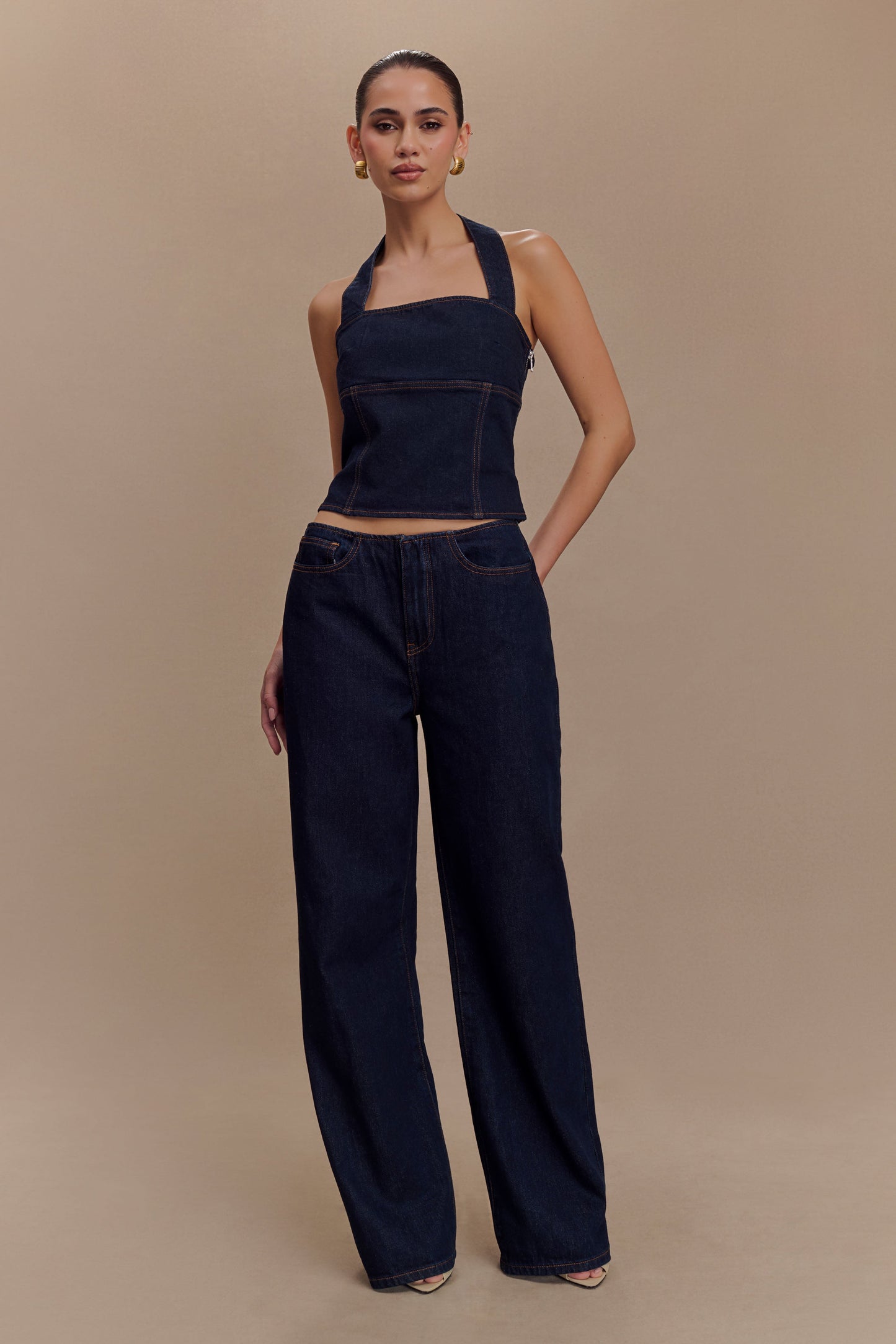Caitlin Mid Rise Denim Jeans - Indigo Blue