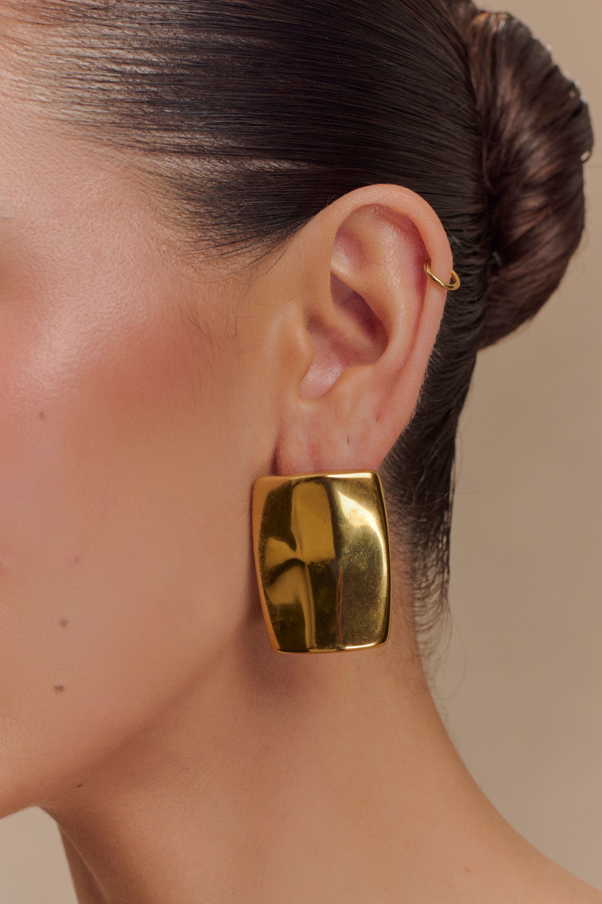 Georgia Rounded Rectangular Earrings - Gold #2