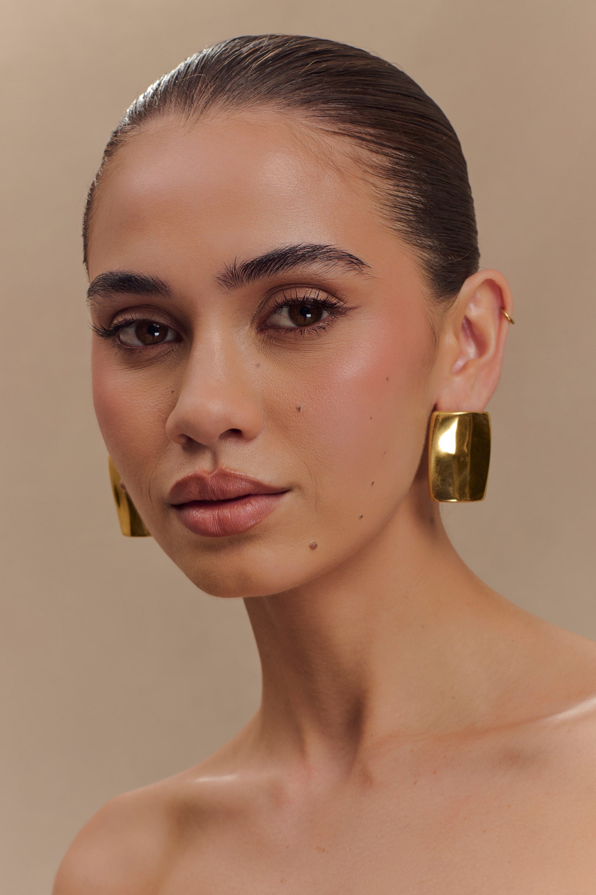 Georgia Rounded Rectangular Earrings - Gold #3