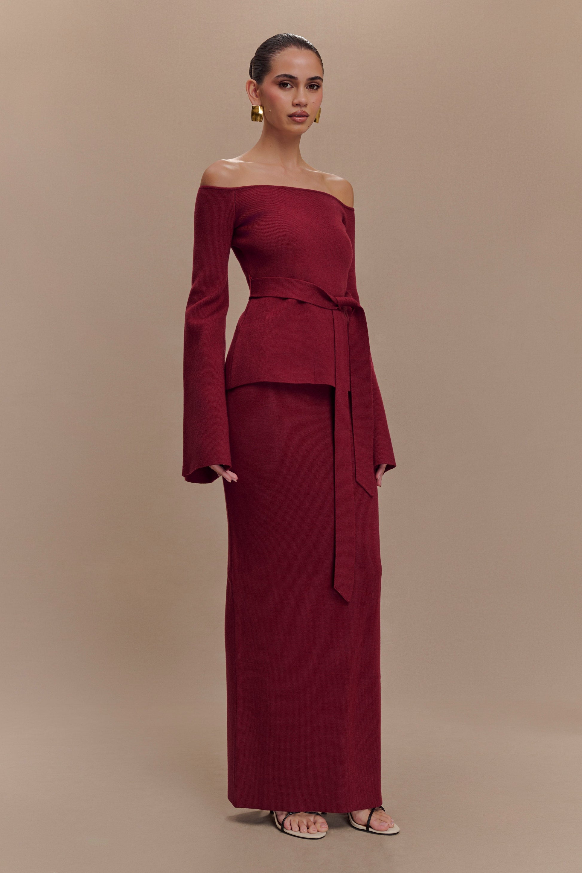 Kyle Knit Maxi Skirt - Cherry Red #3