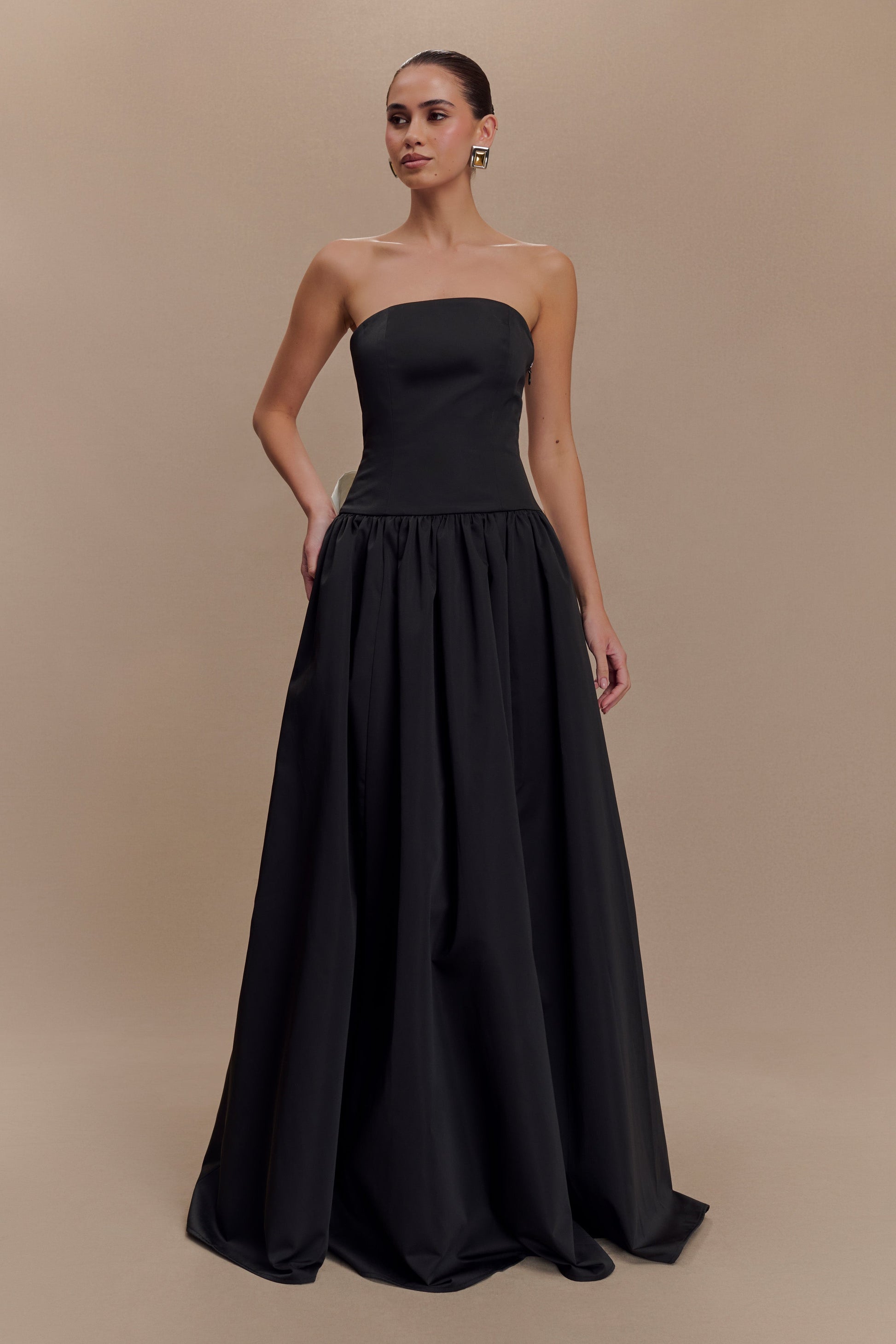 Frances Strapless Bow Maxi Dress - Black #6