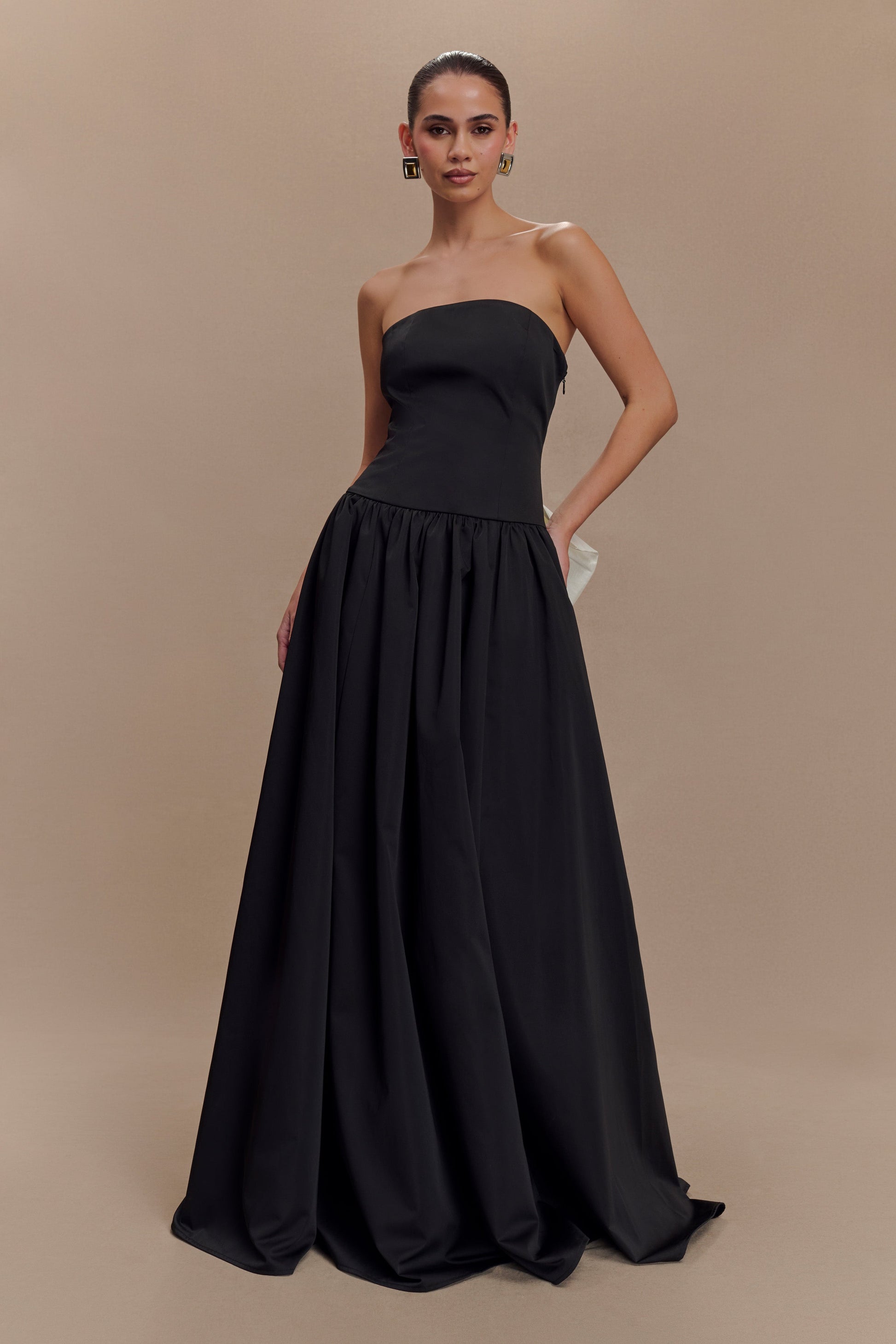 Frances Strapless Bow Maxi Dress - Black #2