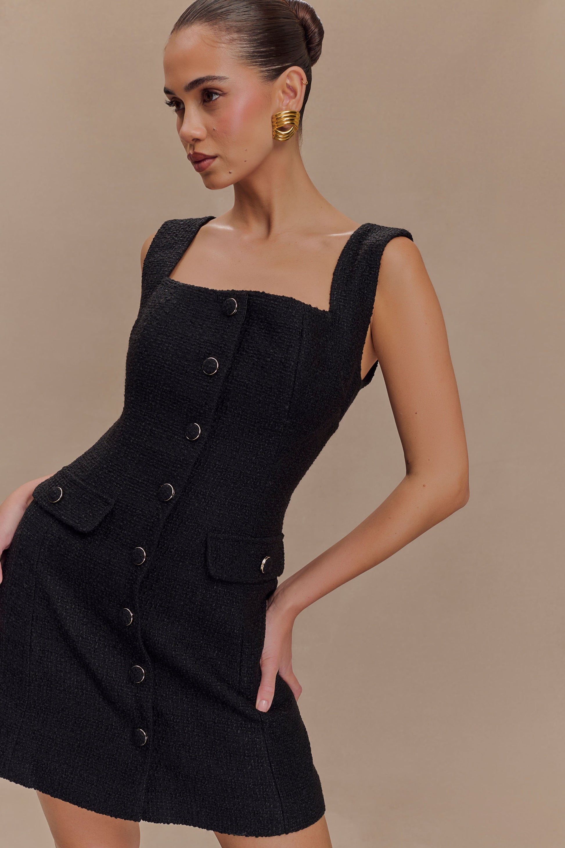 Desire Boucle Mini Dress - Black #3