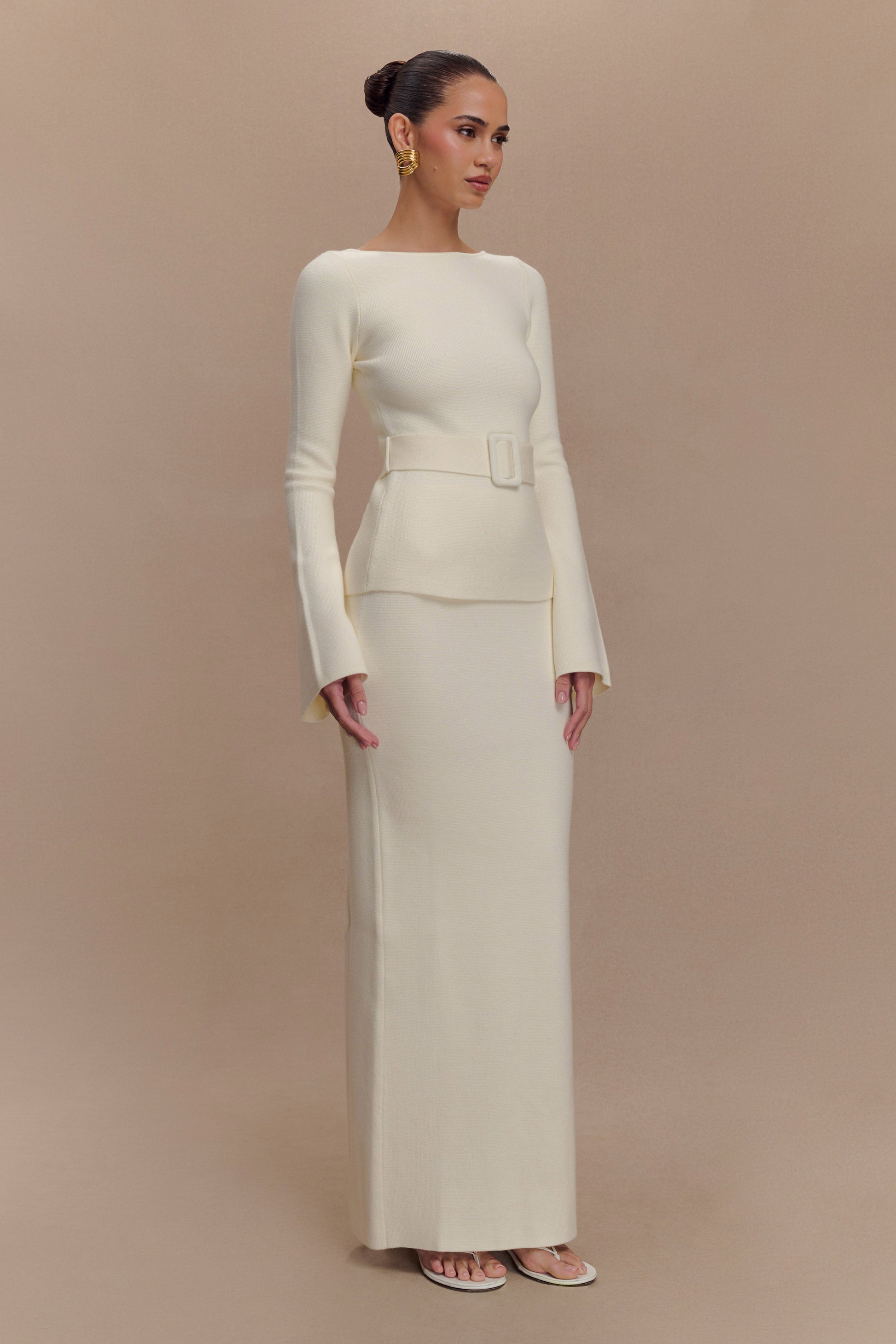 Kyle Knit Maxi Skirt - Ivory #3