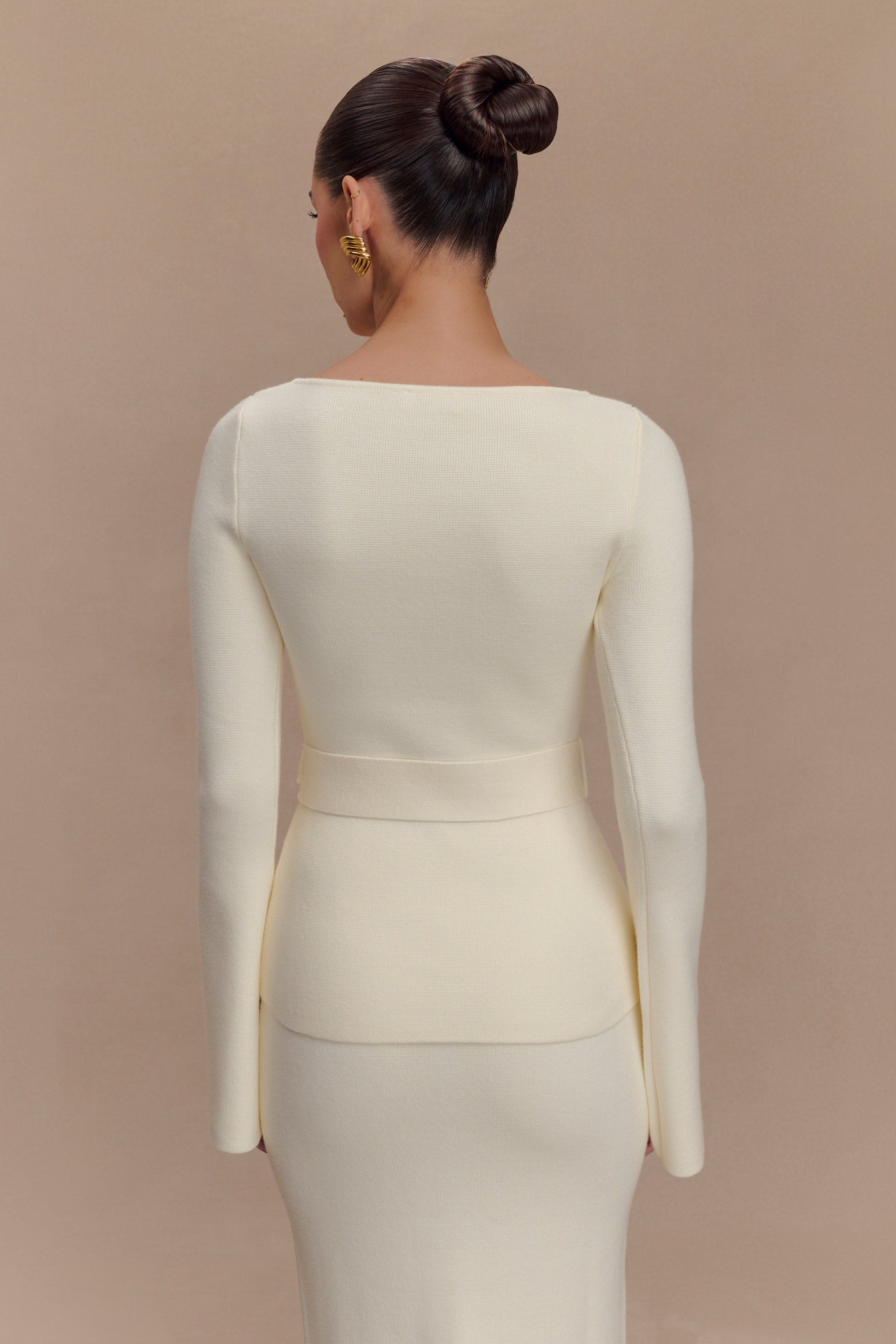 Justine Belted Knit Top - Ivory #5