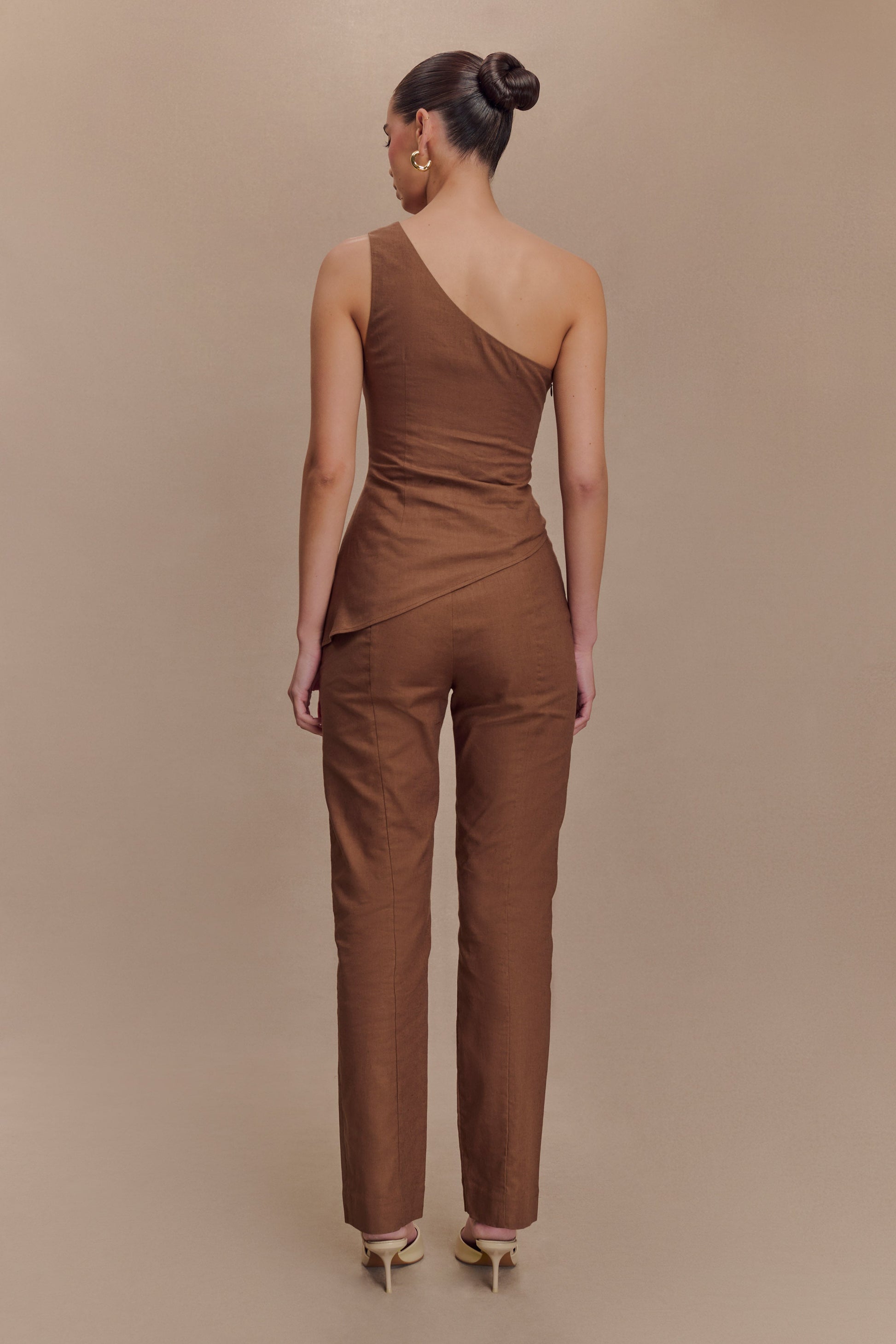 Dora Linen Straight Leg Pant - Cacao Brown #4