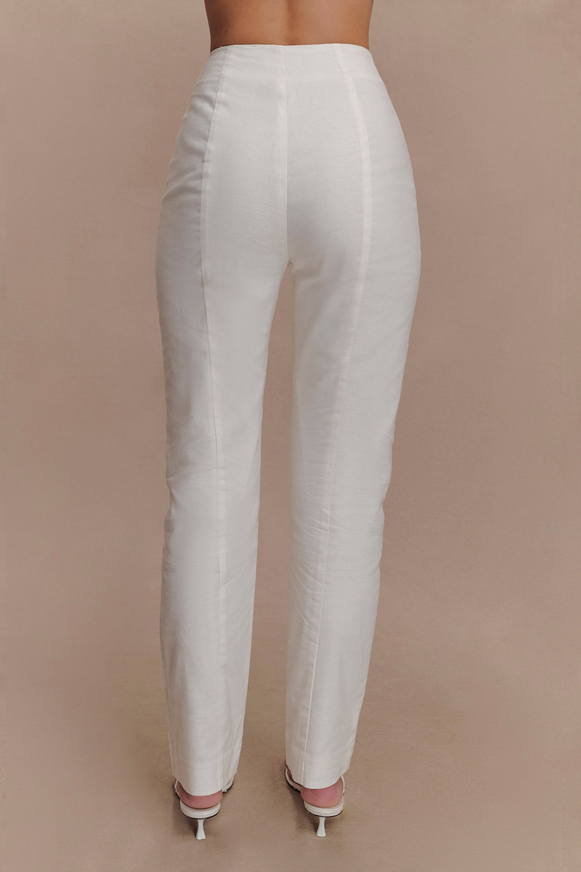 Dora Linen Straight Leg Pant - Ivory #2
