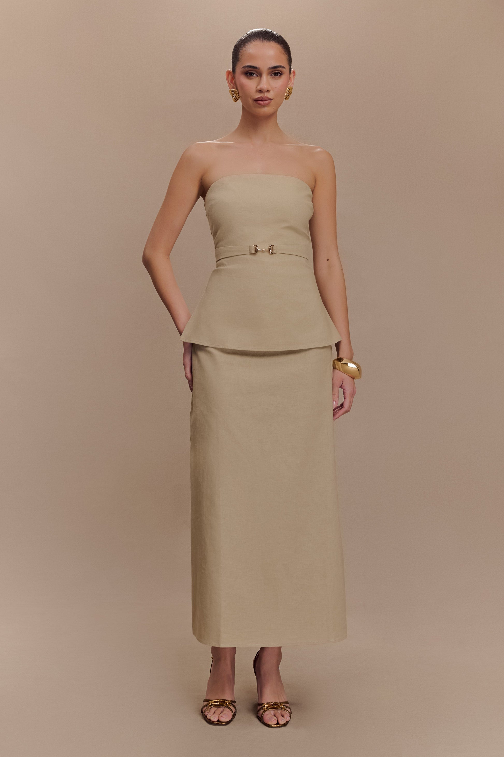 Dora Linen Midi Skirt - Natural #3