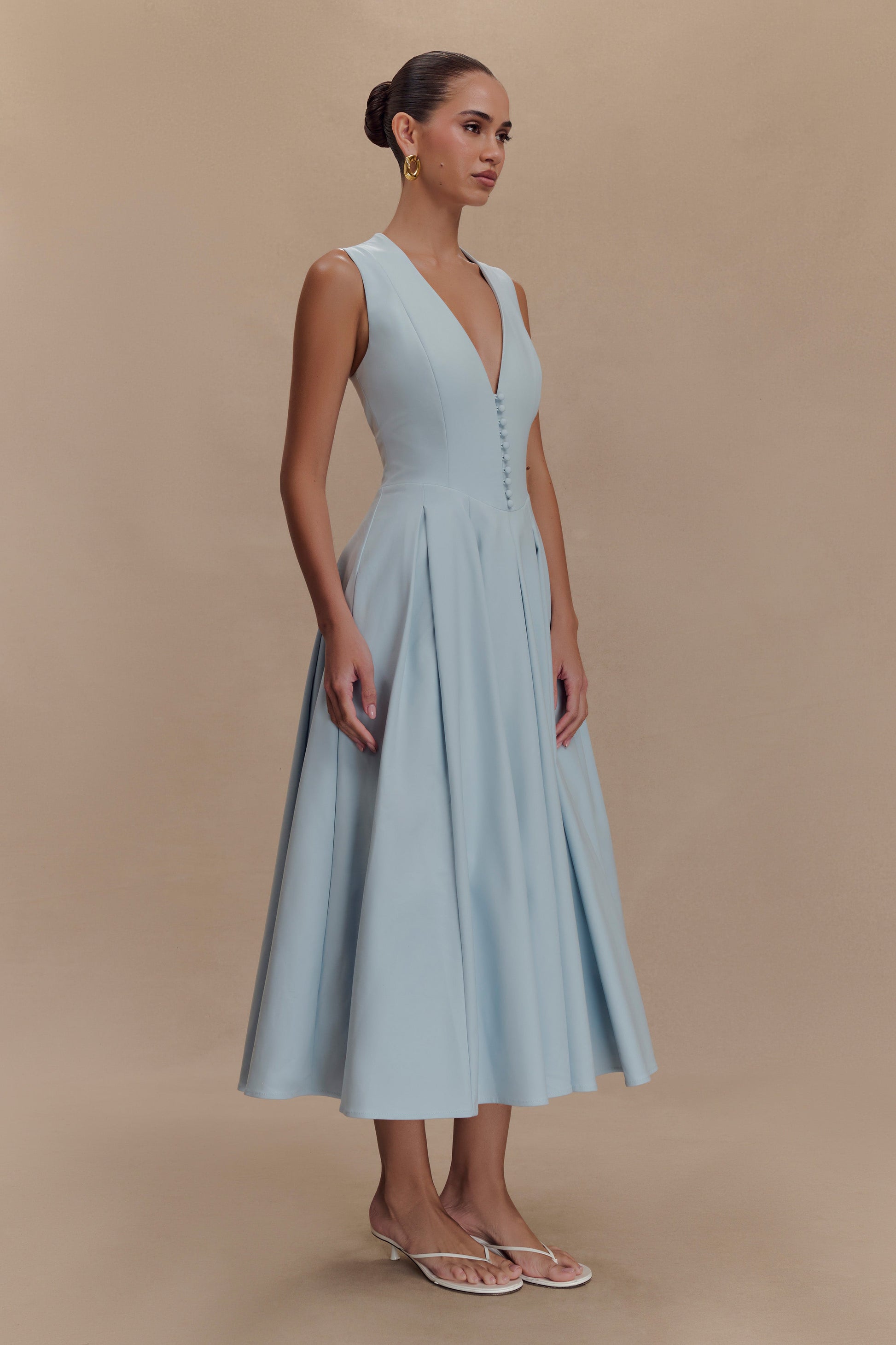 Keely Cotton Sleeveless Midi Dress - Sky Blue #4