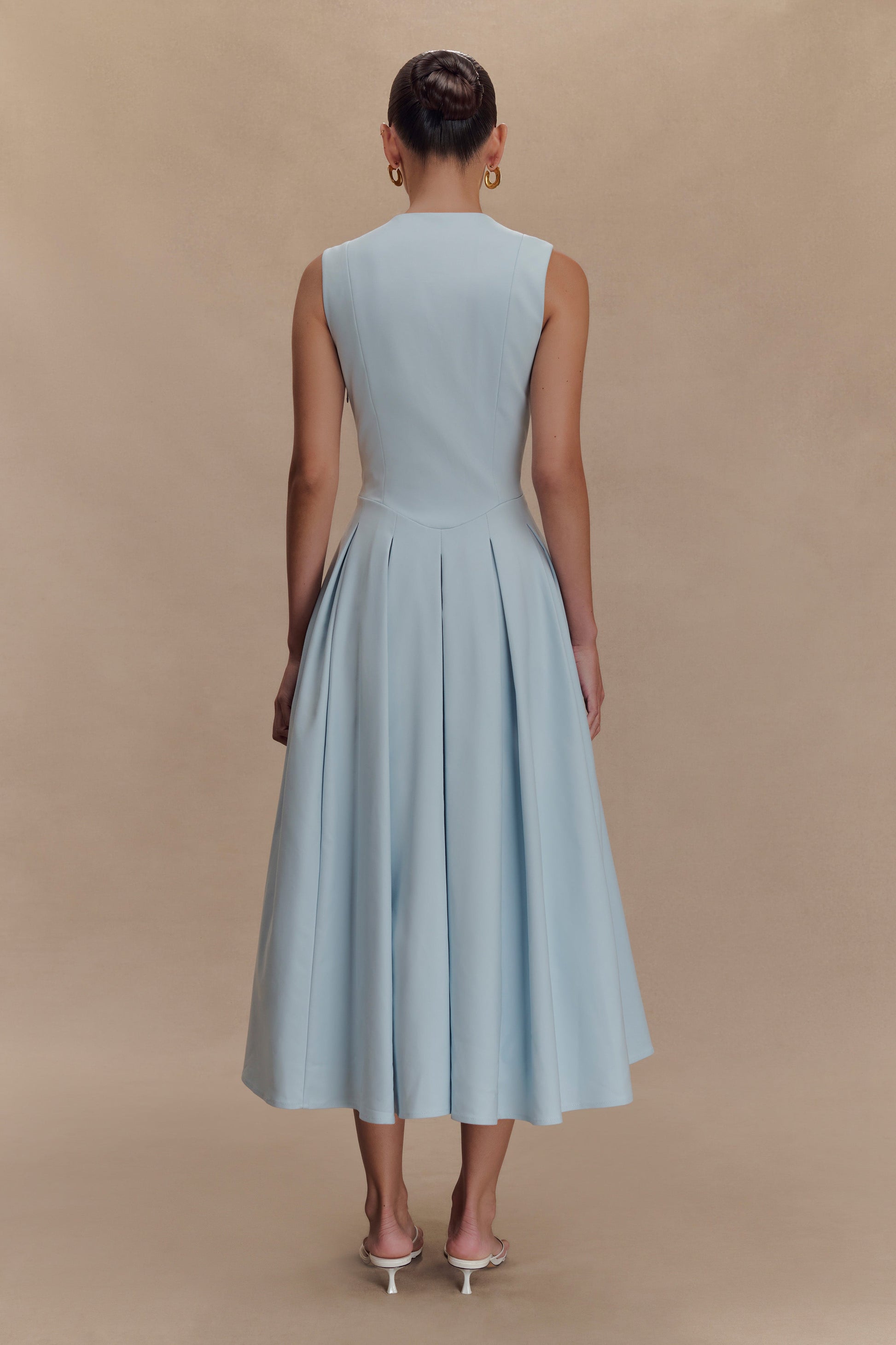 Keely Cotton Sleeveless Midi Dress - Sky Blue #2